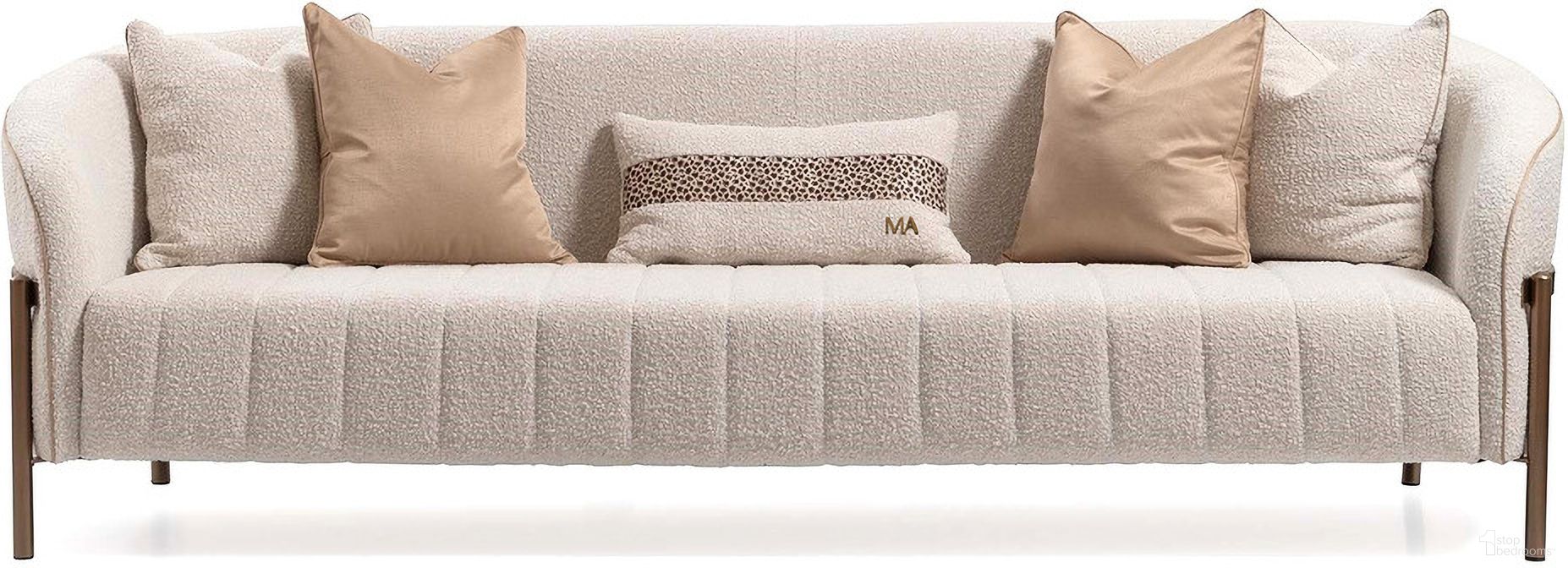 The appearance of Lisbon Sofa In Oyster designed by Michael Amini in the transitional interior design. This oyster piece of furniture was selected by 1StopBedrooms from Lisbon Collection to add a touch of cosiness and style into your home. Sku: LFR-LSBN815-OYS-836. Material: Metal.