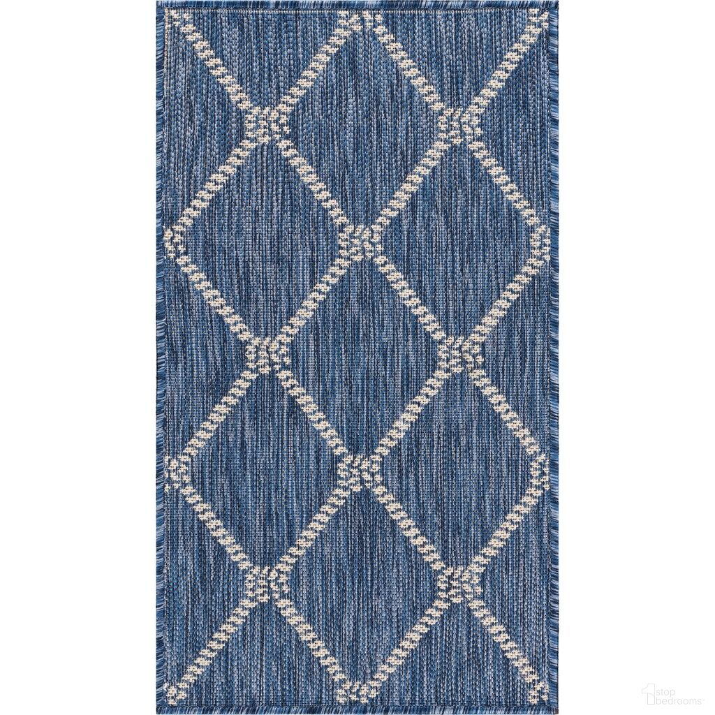 Litus 1'10" x 3' Tucson Rope Blend Outdoor Accent Rug In Navy and White