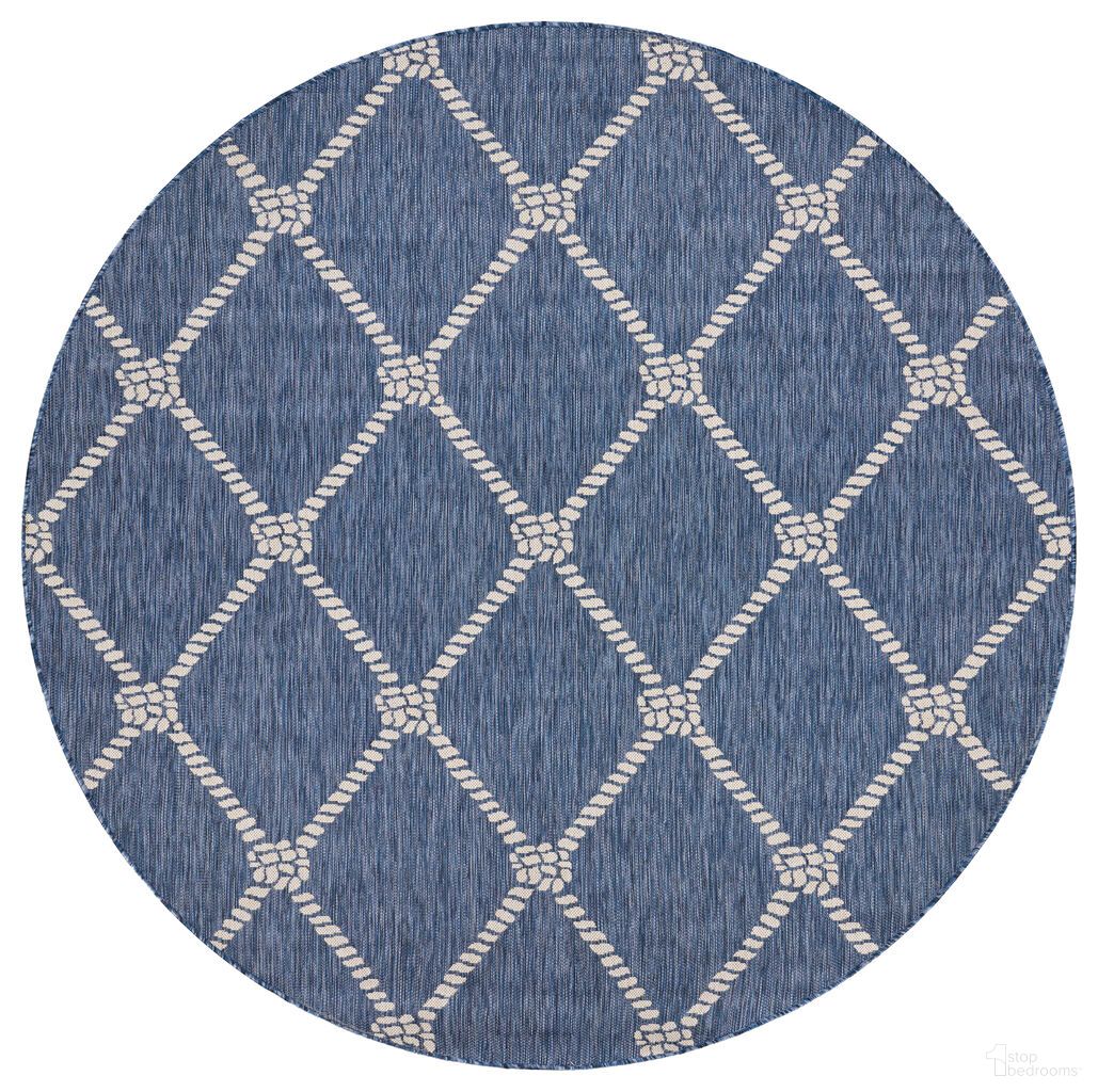 Litus 7'6" x 7'6" Tucson Rope Blend Outdoor Area Rug In Navy and White