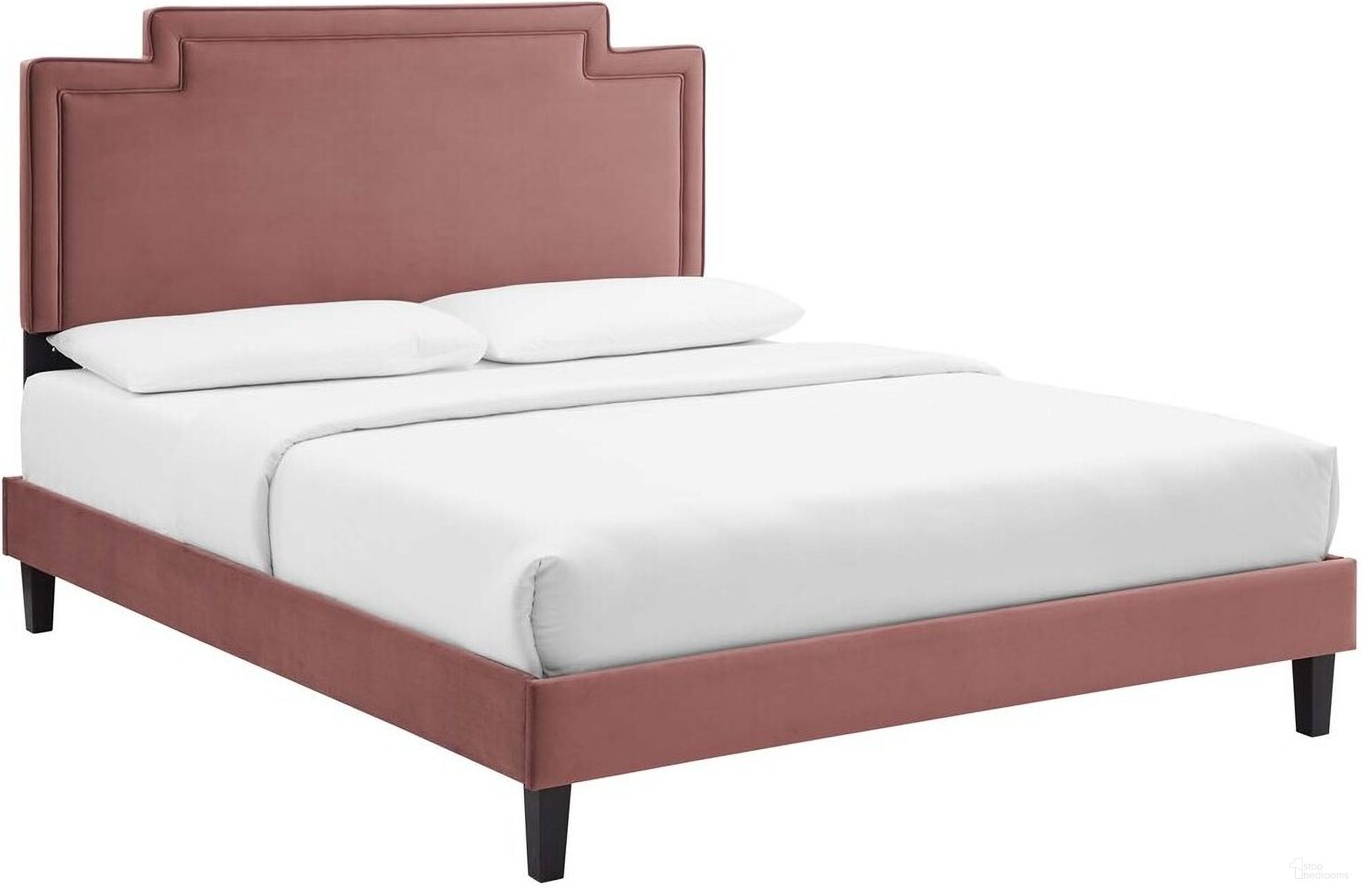 The appearance of Liva Performance Velvet King Bed In Dusty Rose designed by Modway in the modern / contemporary interior design. This dusty rose piece of furniture was selected by 1StopBedrooms from Liva Collection to add a touch of cosiness and style into your home. Sku: MOD-6267-DUS;MOD-6576-DUS. Bed Type: Platform Bed. Bed Size: King. Material: MDF.