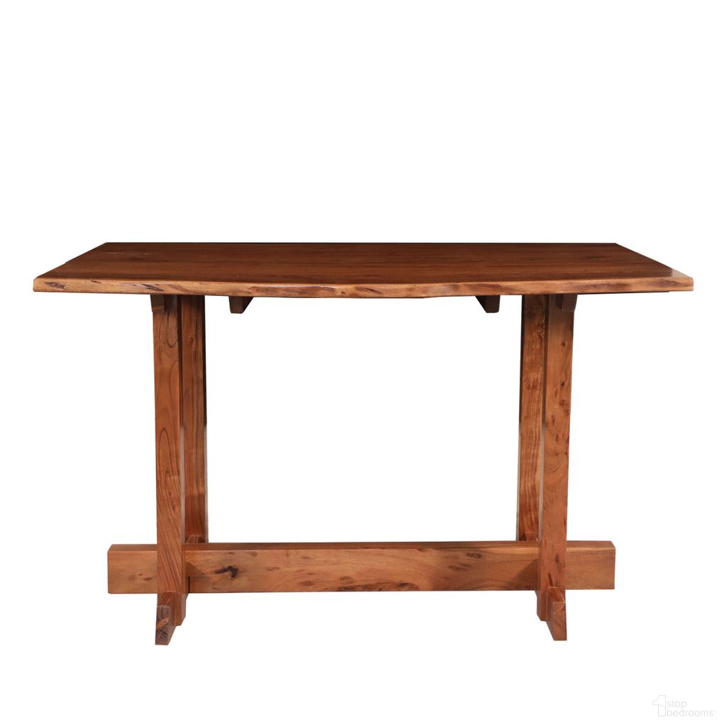 The appearance of Live Edge Dining Table Natural Acacia In Honey Gold designed by Carolina Living in the modern / contemporary interior design. This honey gold piece of furniture  was selected by 1StopBedrooms from  to add a touch of cosiness and style into your home. Sku: DT-3048-LE-HGWD. Table Base Style: Trestle. Table Top Shape: Rectangular. Size: 30" x 48". Material: Acacia Wood.