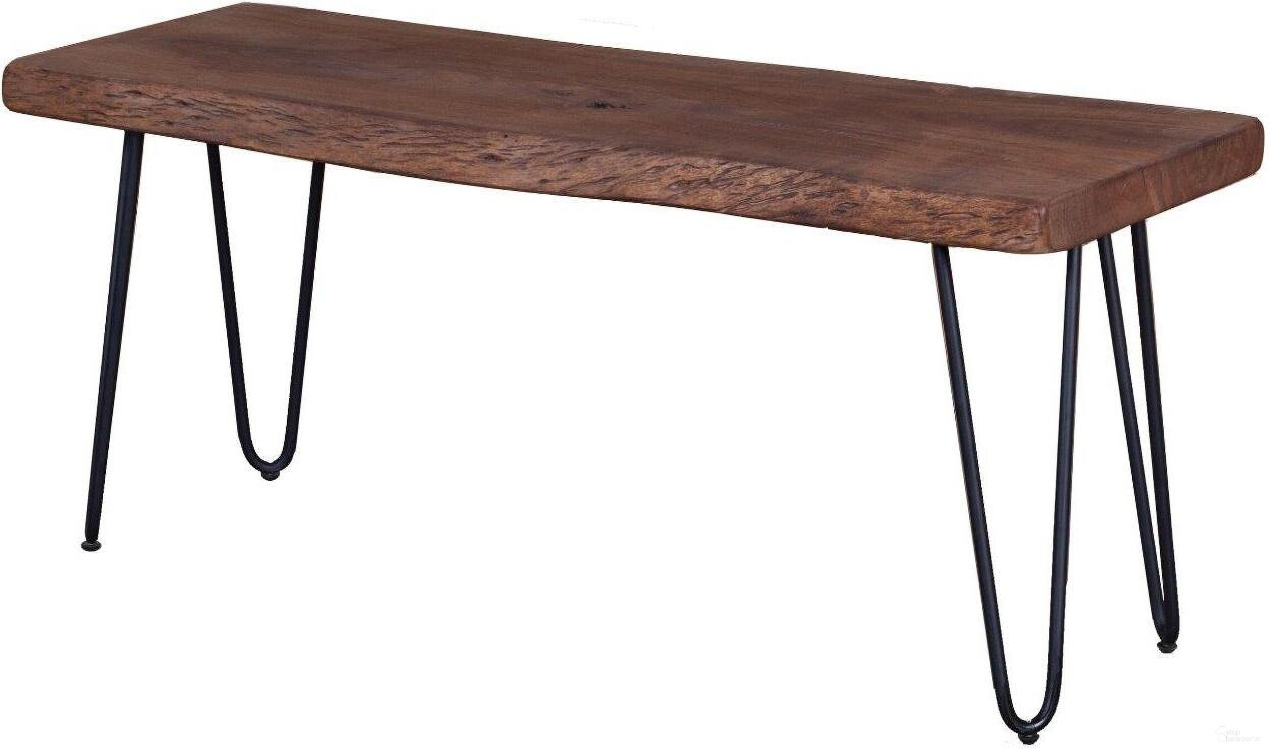 The appearance of Live Edge Organic Bench In Matte Brown designed by LH Imports in the rustic / southwestern interior design. This brown piece of furniture  was selected by 1StopBedrooms from Live Edge Collection to add a touch of cosiness and style into your home. Sku: ORD16. Material: Iron.