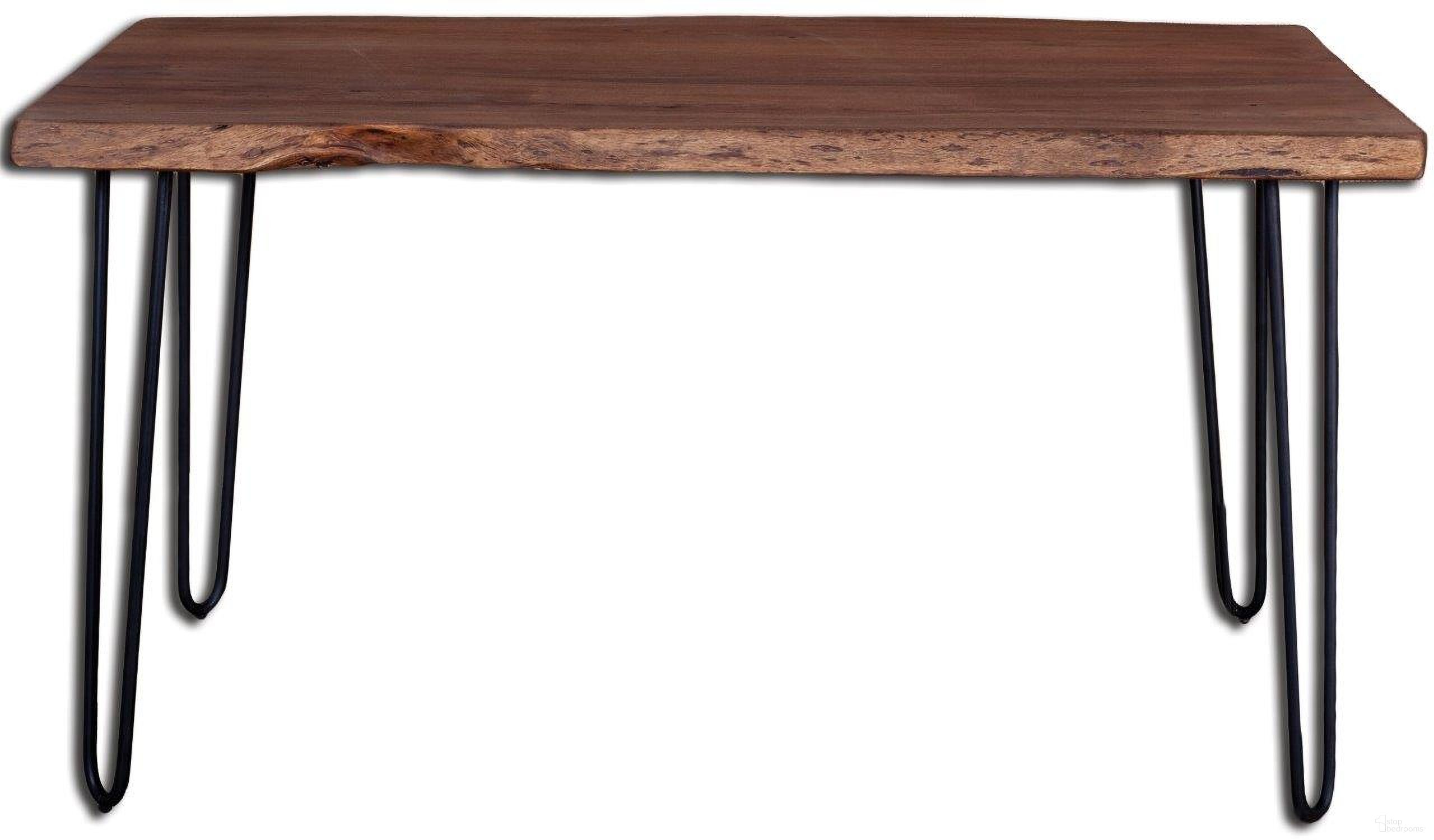 The appearance of Live Edge Organic Dining Table In Matte Brown designed by LH Imports in the rustic / southwestern interior design. This brown piece of furniture  was selected by 1StopBedrooms from Live Edge Collection to add a touch of cosiness and style into your home. Sku: ORD10-MB. Table Base Style: Legs. Table Top Shape: Rectangular. Material: Iron. Size: 32" x 58".
