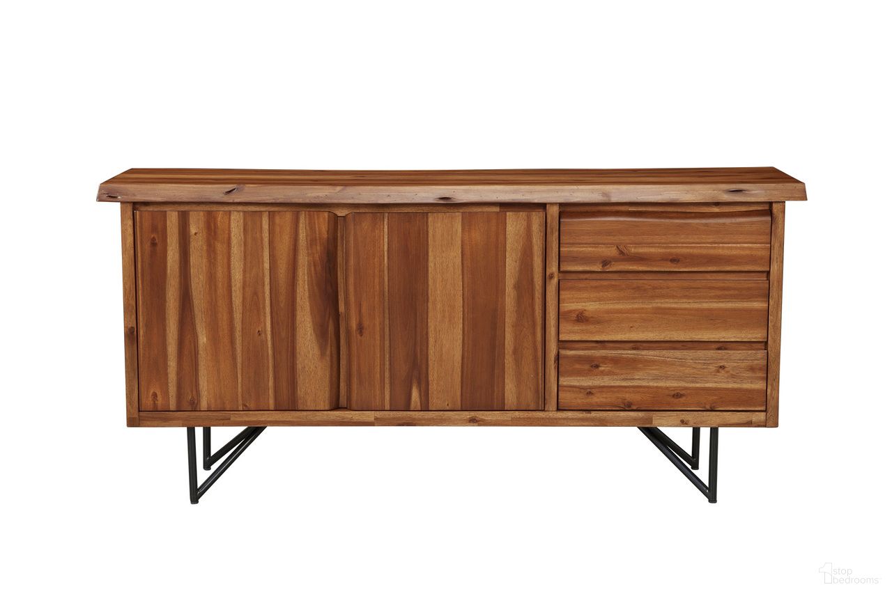 The appearance of Live Edge Server In Light Walnut designed by Alpine in the industrial interior design. This light walnut piece of furniture was selected by 1StopBedrooms from Live Edge Collection to add a touch of cosiness and style into your home. Sku: 1968-06. Material: Acacia Wood.