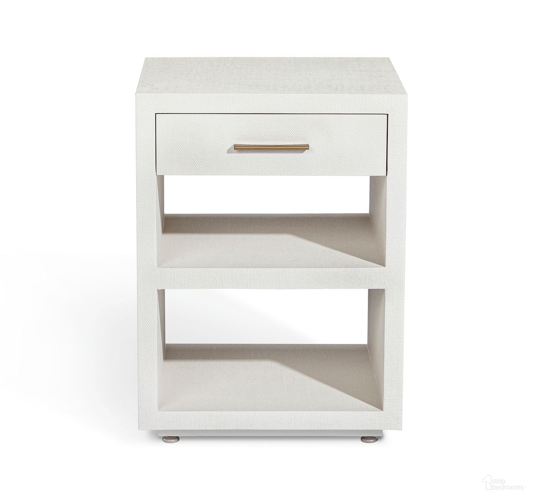 Livia Small Bedside Chest In Antique Brass and White