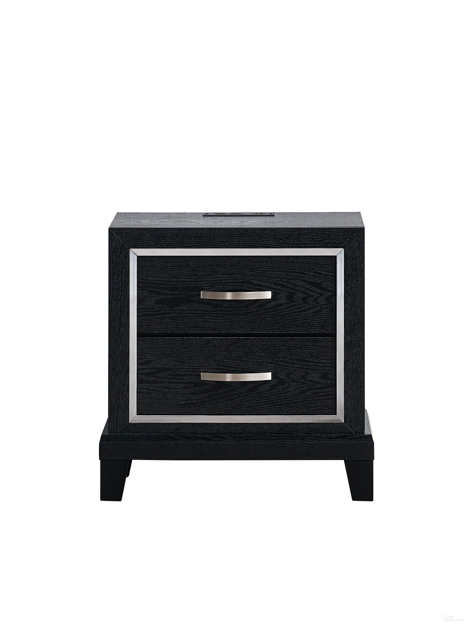 The appearance of Livingston 2 Drawer Nightstand with AC/USB Outlets In Black designed by Glory in the modern / contemporary interior design. This black piece of furniture was selected by 1StopBedrooms from Livingston Collection to add a touch of cosiness and style into your home. Sku: G02850-N. Material: Wood.