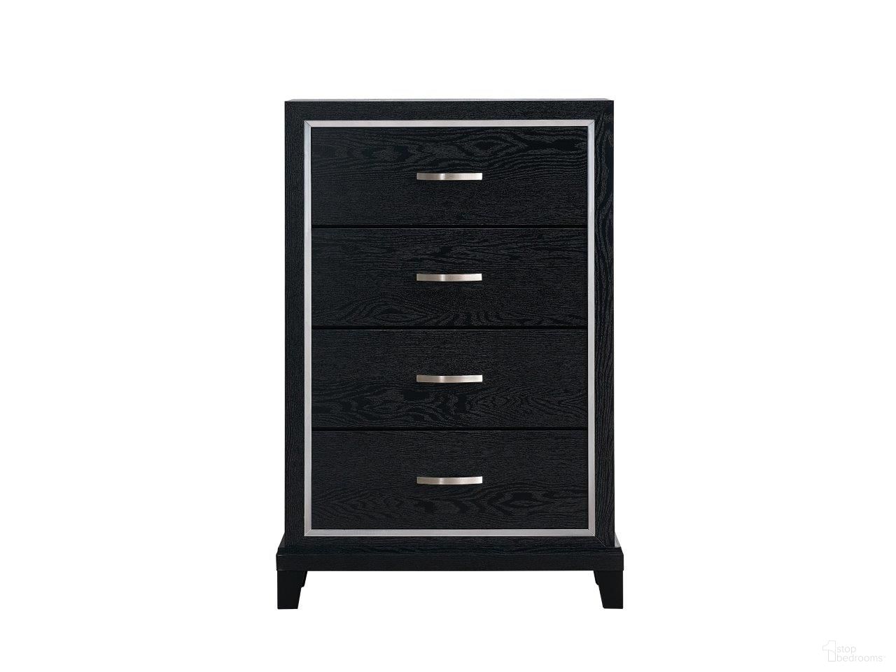 The appearance of Livingston 4 Drawer Chest In Black designed by Glory in the modern / contemporary interior design. This black piece of furniture was selected by 1StopBedrooms from Livingston Collection to add a touch of cosiness and style into your home. Sku: G02850-CH. Material: Wood.