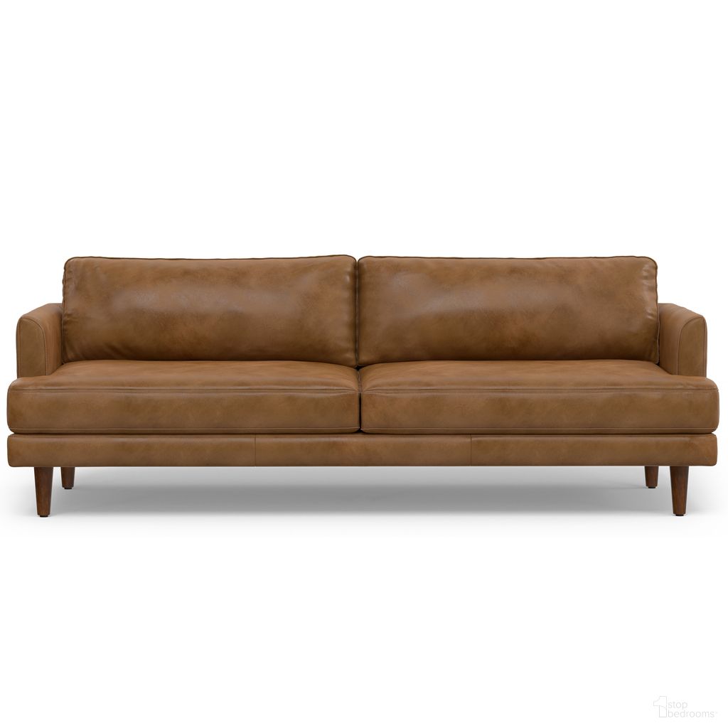 The appearance of Livingston Top Grain Genuine Leather 90 Inch Sofa In Caramel Brown designed by Simpli Home in the transitional interior design. This caramel brown piece of furniture was selected by 1StopBedrooms from Livingston Collection to add a touch of cosiness and style into your home. Sku: AXCSOFLIV83-CAR. Material: Pine.