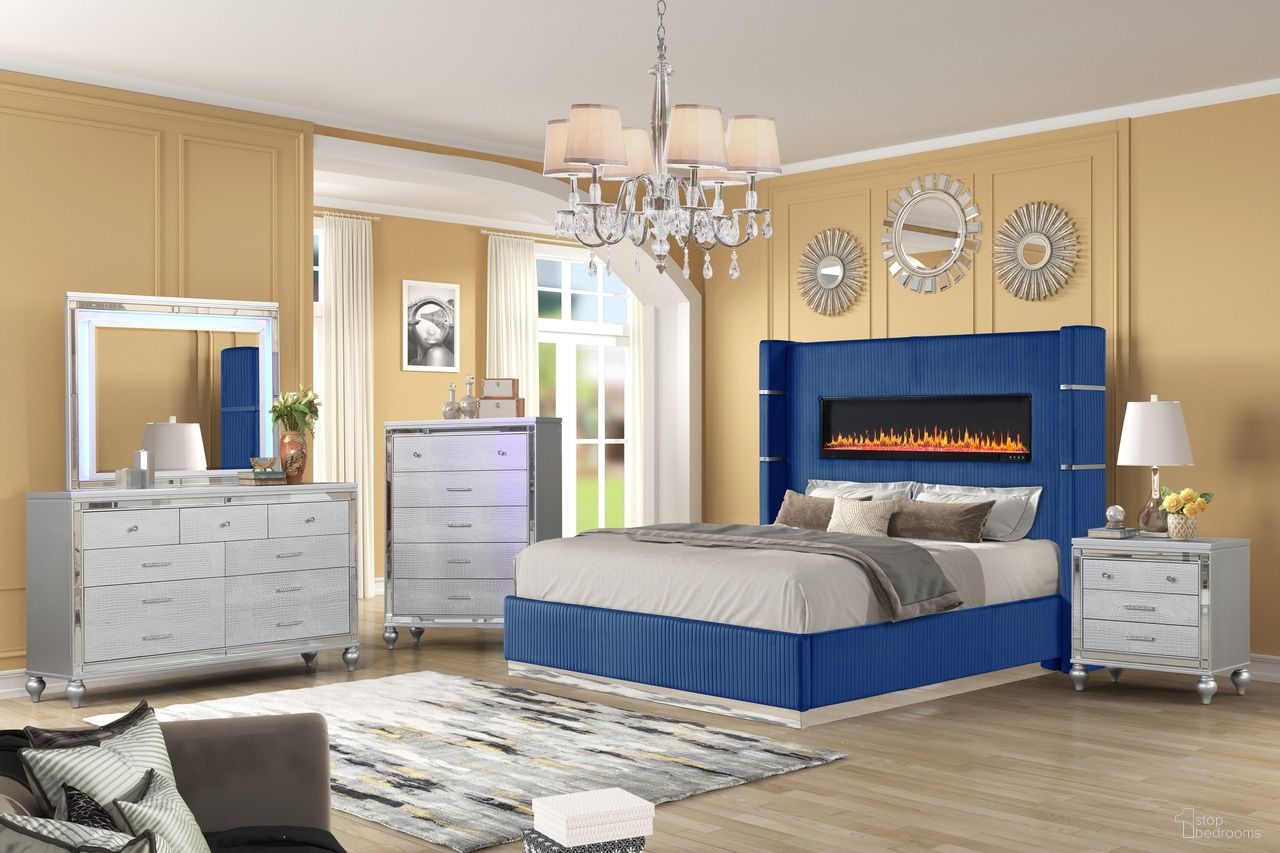 The appearance of Lizelle King 5 Piece Upholstered Bedroom Set In Navy designed by Galaxy Home Furnishings in the modern / contemporary interior design. This navy piece of furniture was selected by 1StopBedrooms from Lizelle Collection to add a touch of cosiness and style into your home. Sku: 808857879974;808857577757;808857880529;698781263204;808857880727. Material: Wood. Bed Size: King. Bed Type: Upholstered Bed.