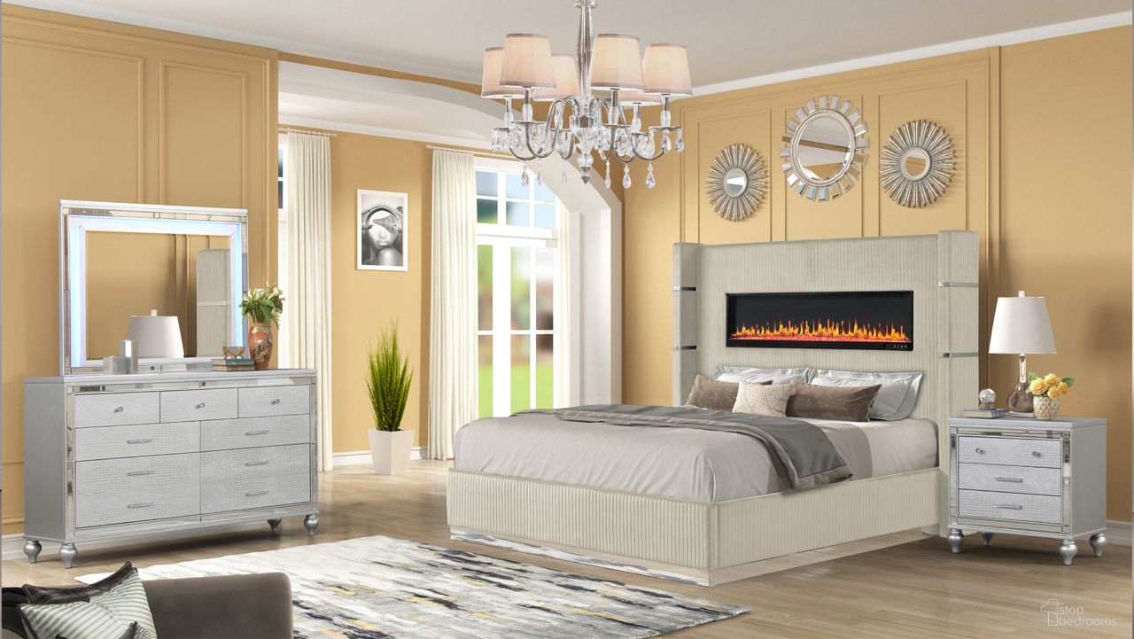 The appearance of Lizelle Queen 4 Piece Upholstered Bedroom Set In Beige designed by Galaxy Home Furnishings in the modern / contemporary interior design. This beige piece of furniture  was selected by 1StopBedrooms from Lizelle Collection to add a touch of cosiness and style into your home. Sku: 808857879974;808857577757;808857880529;698781324455. Material: Wood. Bed Size: Queen. Bed Type: Upholstered Bed.