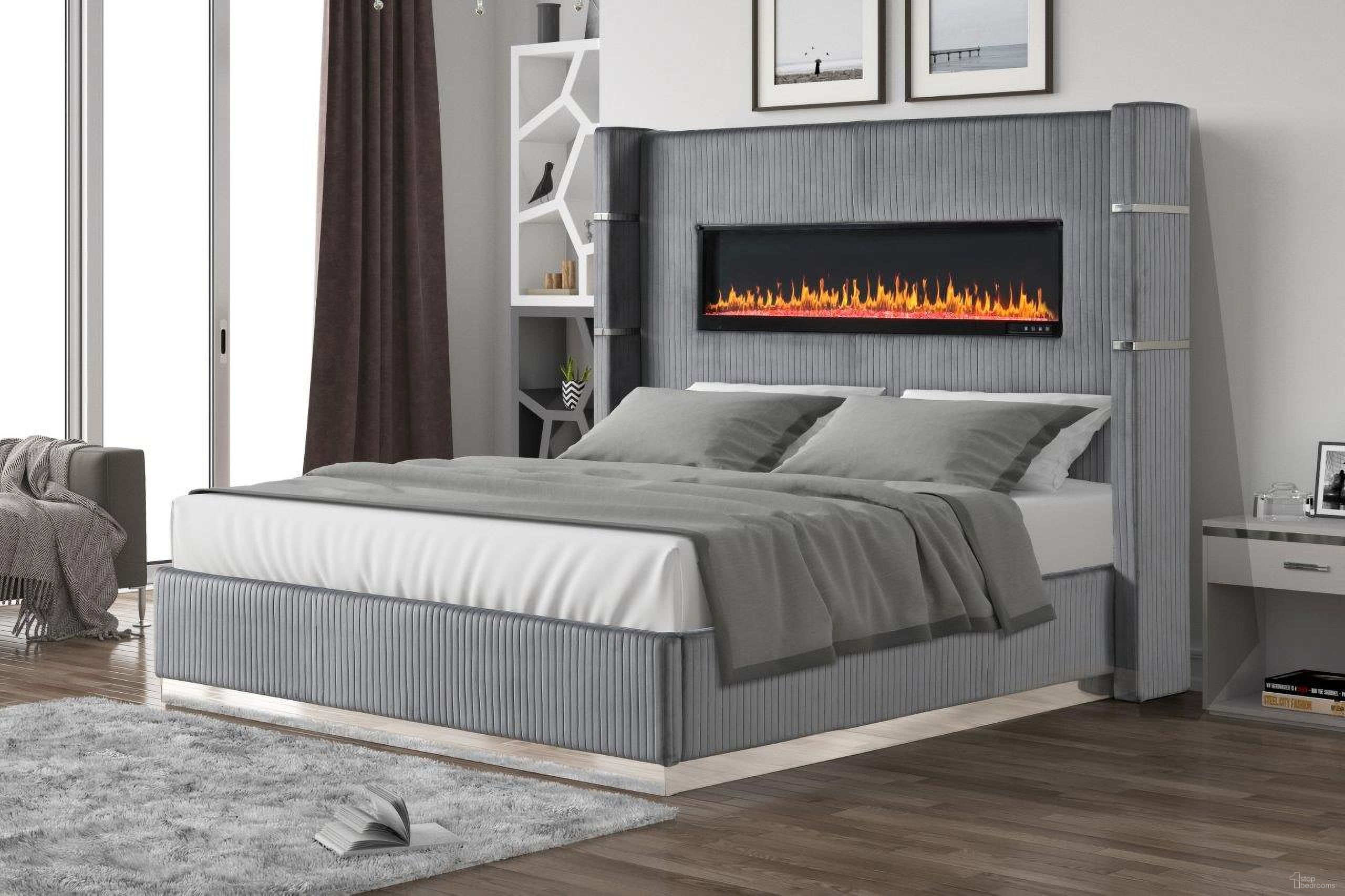 The appearance of Lizelle Upholstery Wooden Queen Bed With Ambient Lighting In Gray Velvet Finish designed by Galaxy Home Furnishings in the modern / contemporary interior design. This gray piece of furniture was selected by 1StopBedrooms from Lizelle Collection to add a touch of cosiness and style into your home. Sku: 698781426371. Bed Type: Panel Bed. Material: Wood. Bed Size: Queen.
