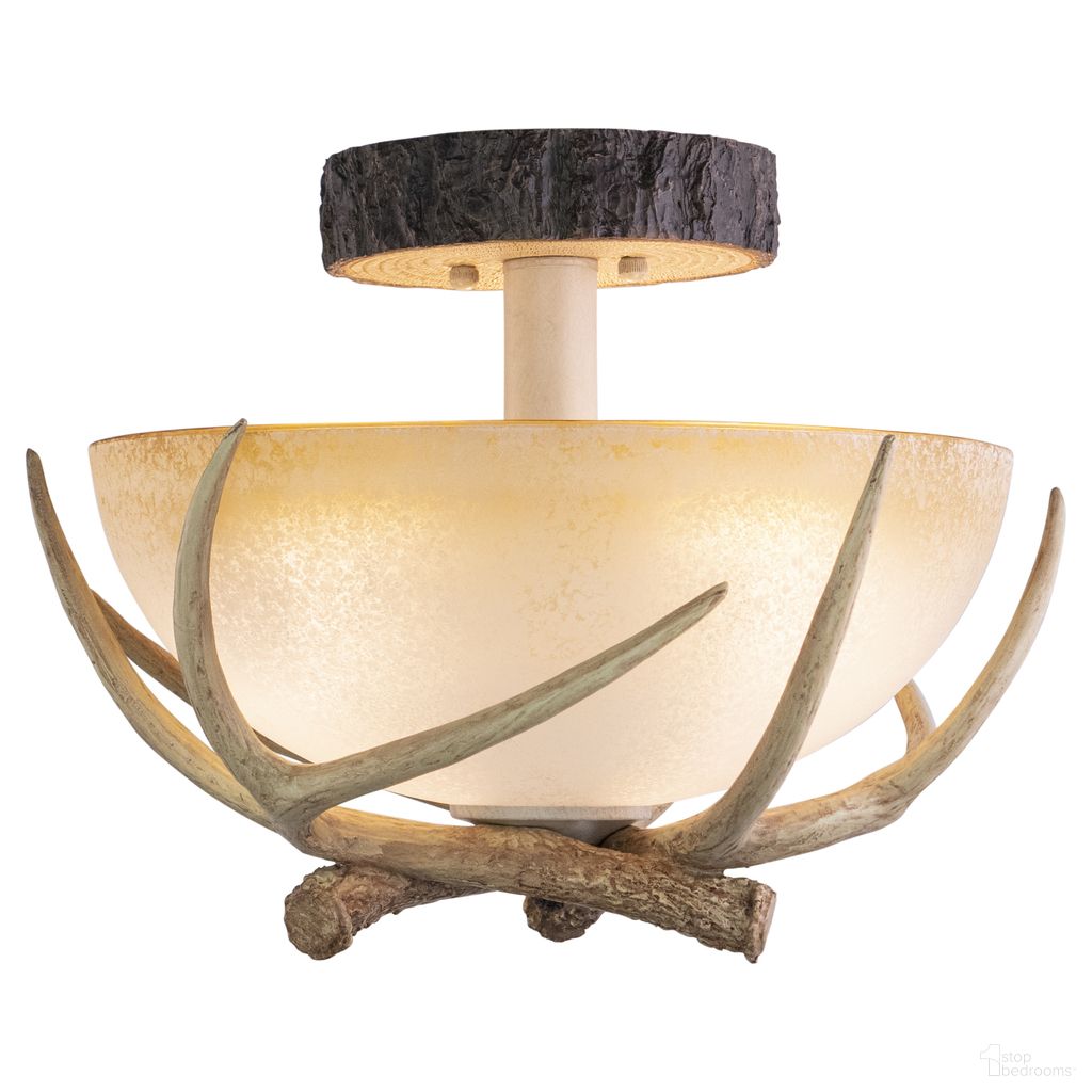 The appearance of Lodge 16 Inch Antler Semi Flush Ceiling Light In Noachian Stone designed by Vaxcel in the rustic / southwestern interior design. This noachian stone piece of furniture was selected by 1StopBedrooms from Lodge Collection to add a touch of cosiness and style into your home. Sku: CF33016NS. Material: Polyresin.