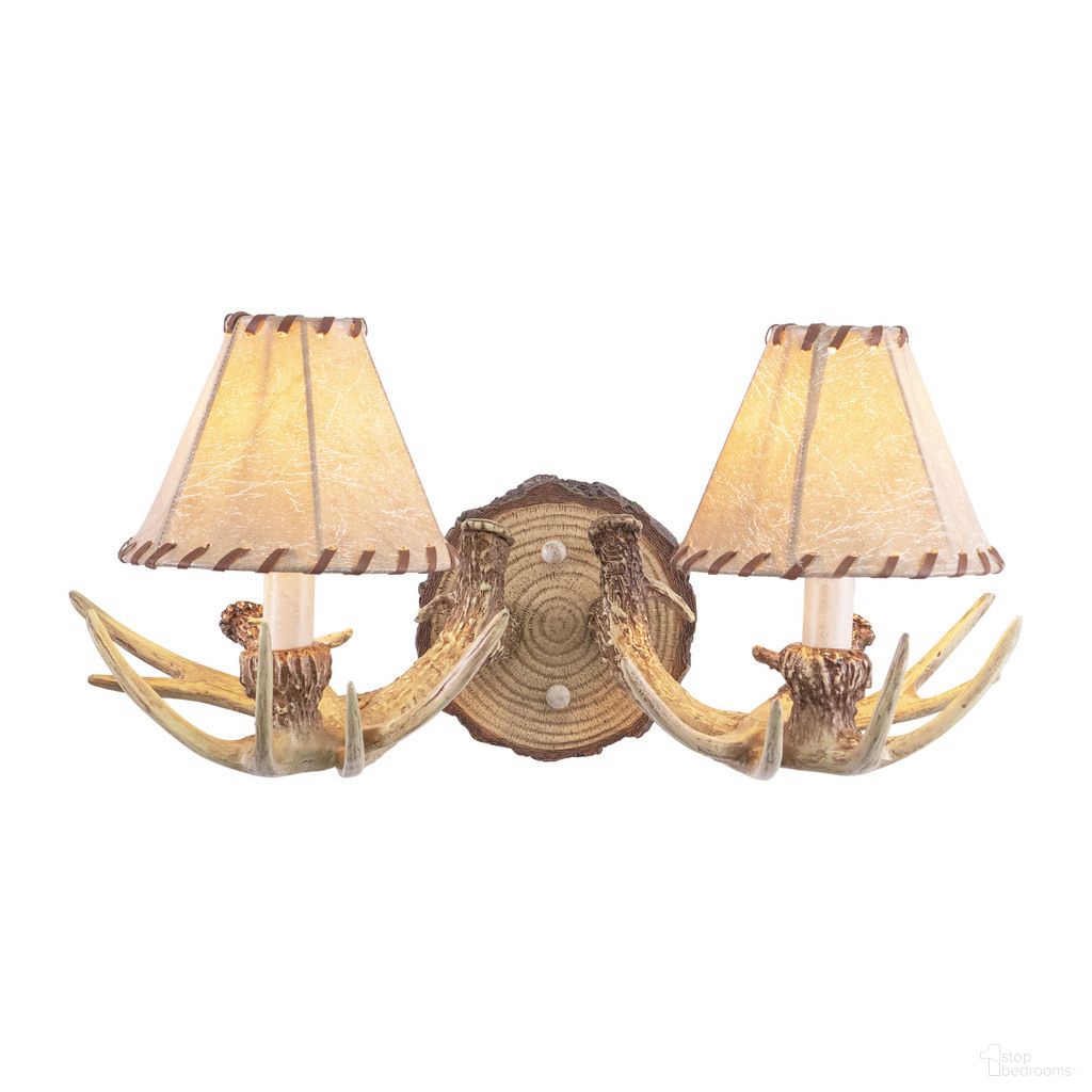 The appearance of Lodge 2L Antler Wall Light In Noachian Stone designed by Vaxcel in the rustic / southwestern interior design. This noachian stone piece of furniture  was selected by 1StopBedrooms from Lodge Collection to add a touch of cosiness and style into your home. Sku: WL33042NS. Material: Polyresin.