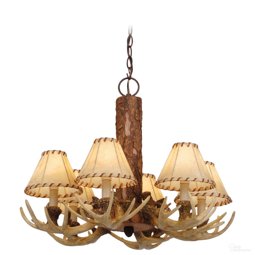 The appearance of Lodge 6L Antler Chandelier In Noachian Stone designed by Vaxcel in the rustic / southwestern interior design. This noachian stone piece of furniture  was selected by 1StopBedrooms from Lodge Collection to add a touch of cosiness and style into your home. Sku: CH33006NS. Material: Polyresin.