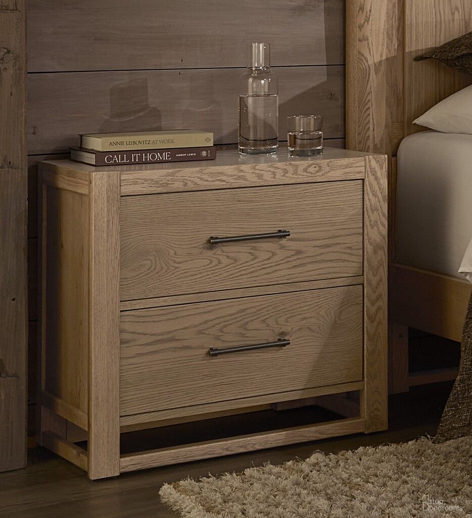 The appearance of Lodge and Loft 2 Drawer Nightstand In Blond Oak designed by Vaughan Bassett in the modern / contemporary interior design. This blond oak piece of furniture was selected by 1StopBedrooms from Lodge and Loft Collection to add a touch of cosiness and style into your home. Sku: 842-227. Material: Wood.
