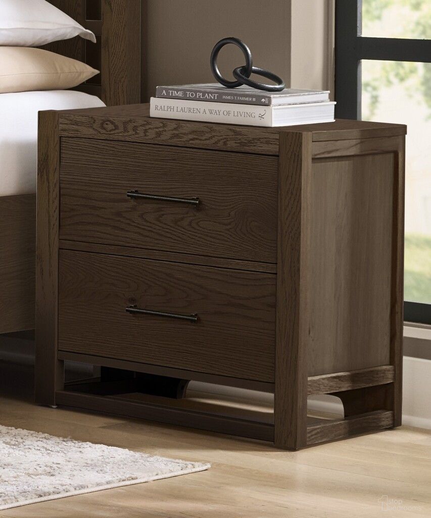 The appearance of Lodge and Loft 2 Drawer Nightstand In Dark Oak designed by Vaughan Bassett in the modern / contemporary interior design. This dark oak piece of furniture was selected by 1StopBedrooms from Lodge and Loft Collection to add a touch of cosiness and style into your home. Sku: 840-227. Material: Wood.