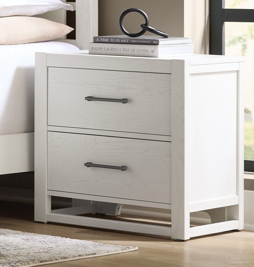 The appearance of Lodge and Loft 2 Drawer Nightstand In Soft White designed by Vaughan Bassett in the modern / contemporary interior design. This soft white piece of furniture was selected by 1StopBedrooms from Lodge and Loft Collection to add a touch of cosiness and style into your home. Sku: 844-227. Material: Wood.