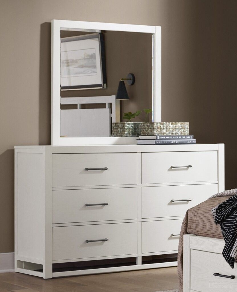 The appearance of Lodge and Loft 6 Drawer Dresser In Soft White designed by Vaughan Bassett in the modern / contemporary interior design. This soft white piece of furniture  was selected by 1StopBedrooms from Lodge and Loft Collection to add a touch of cosiness and style into your home. Sku: 844-002. Material: Wood.