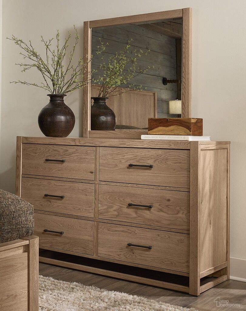 The appearance of Lodge and Loft Landscape Mirror In Blond Oak designed by Vaughan Bassett in the modern / contemporary interior design. This blond oak piece of furniture was selected by 1StopBedrooms from Lodge and Loft Collection to add a touch of cosiness and style into your home. Sku: 842-446. Material: Wood.