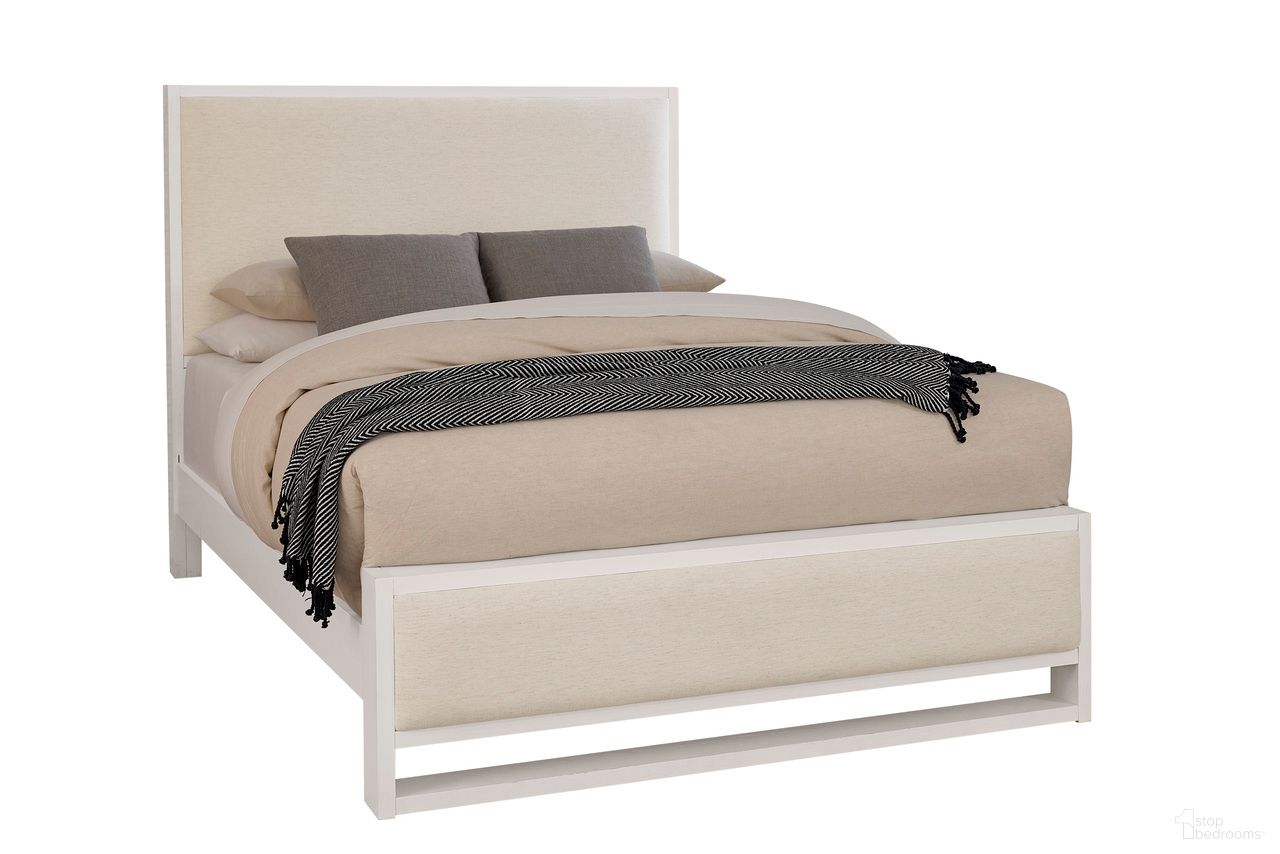 Lodge and Loft Queen Upholstered Bed In Ivory Cream and Soft White