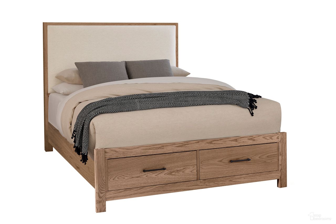 The appearance of Lodge and Loft Queen Upholstered Storage Bed In Ivory Cream and Blond Oak designed by Vaughan Bassett in the modern / contemporary interior design. This ivory cream and blond oak piece of furniture  was selected by 1StopBedrooms from Lodge and Loft Collection to add a touch of cosiness and style into your home. Sku: 842-551I;842-050B;842-502;TT-555T. Bed Type: Storage Bed. Material: Wood. Bed Size: Queen.