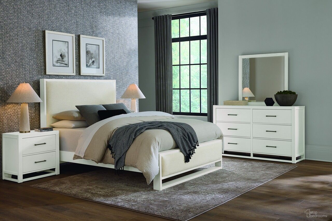 Lodge and Loft Upholstered Bedroom Set In Ivory Cream and Soft White