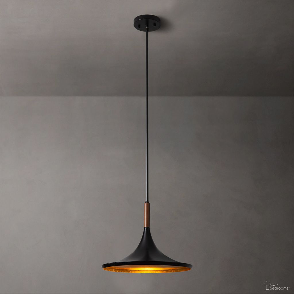 Lodi Pendant Light Large In Matte Black and Walnut