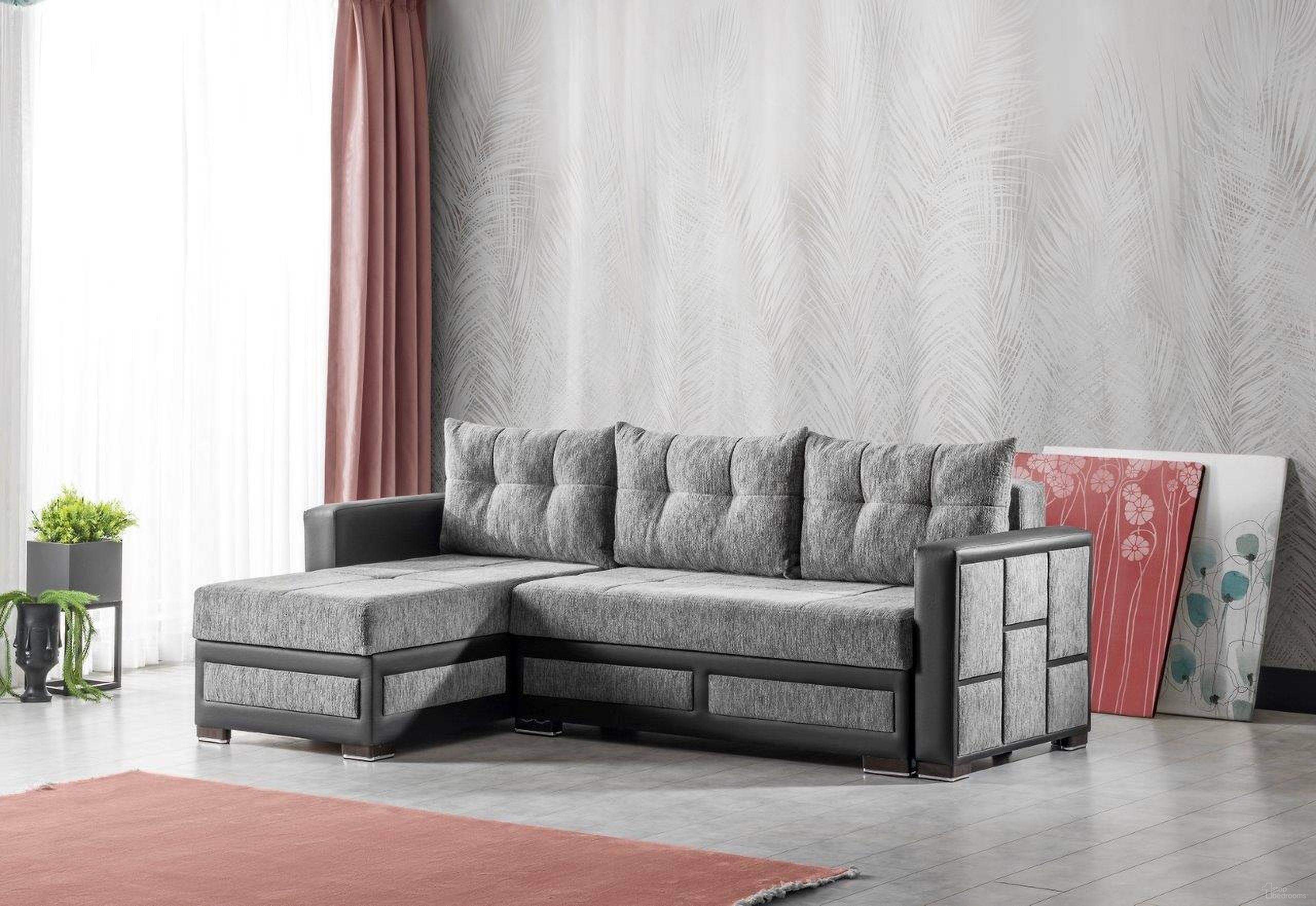 The appearance of Loft Upholstered Convertible Sectional with Storage In Gray designed by Casamode in the modern / contemporary interior design. This gray piece of furniture was selected by 1StopBedrooms from Loft Collection to add a touch of cosiness and style into your home. Sku: LOFT-GY-SEC. Material: Microfiber. Layout: Sofa & Chaise.