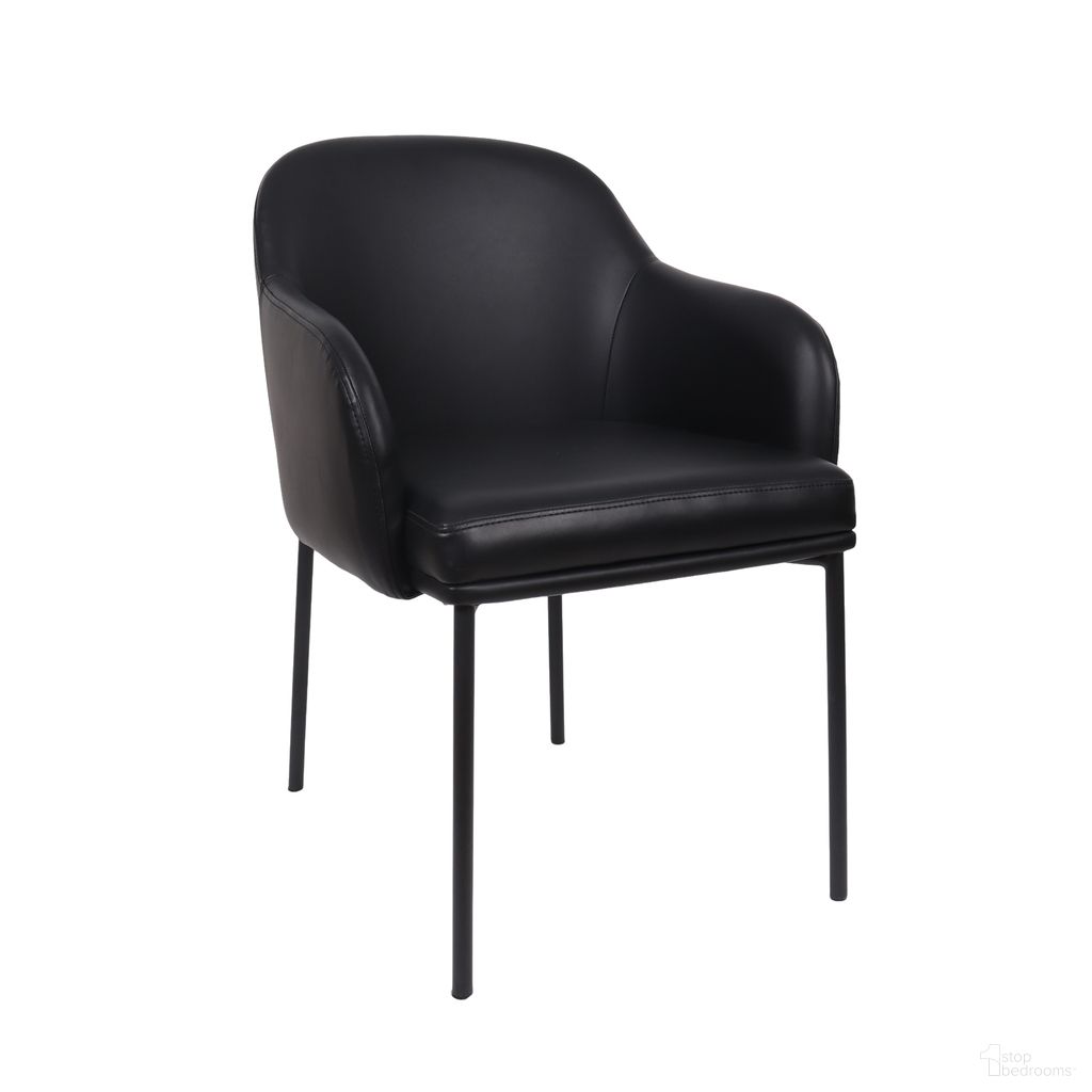 Loft Vegan Leather Metal Armchair Set of 2 In Black