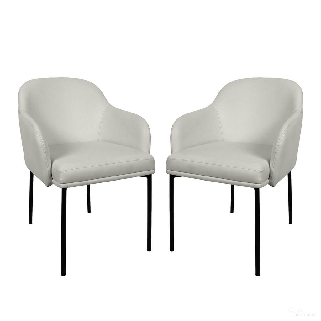 Loft Vegan Leather Metal Armchair Set of 2 In Stone Gray