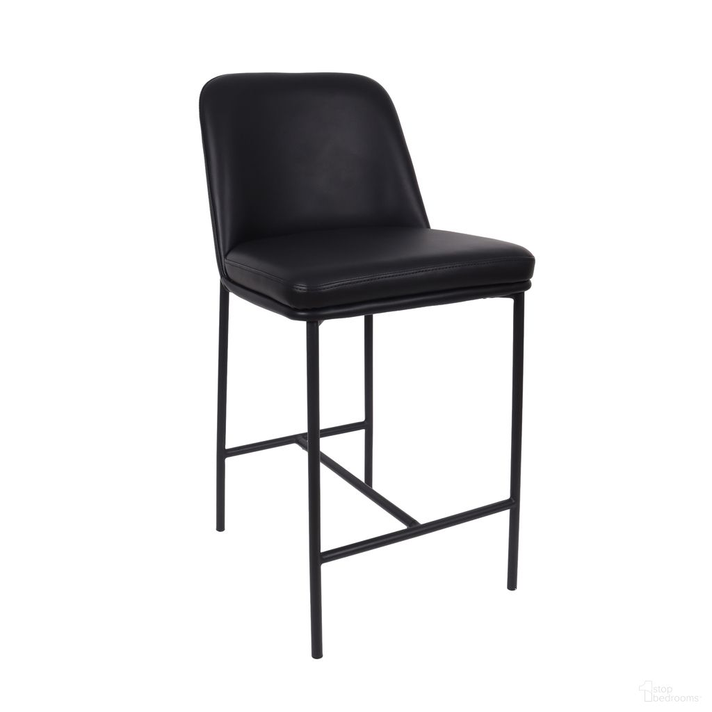 Loft Vegan Leather Metal Counter Stool Set of 2 In Black