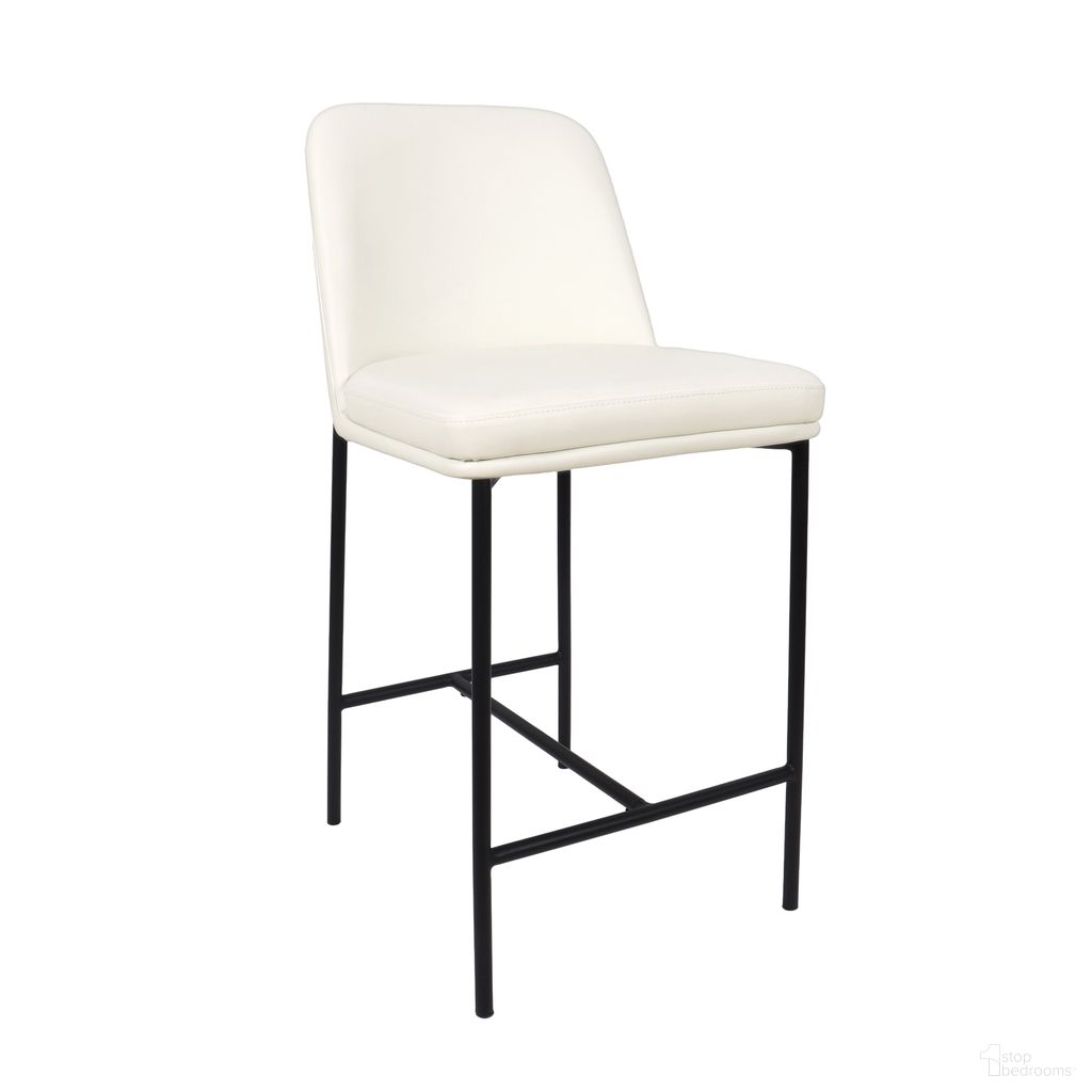 Loft Vegan Leather Metal Counter Stool Set of 2 In Ivory