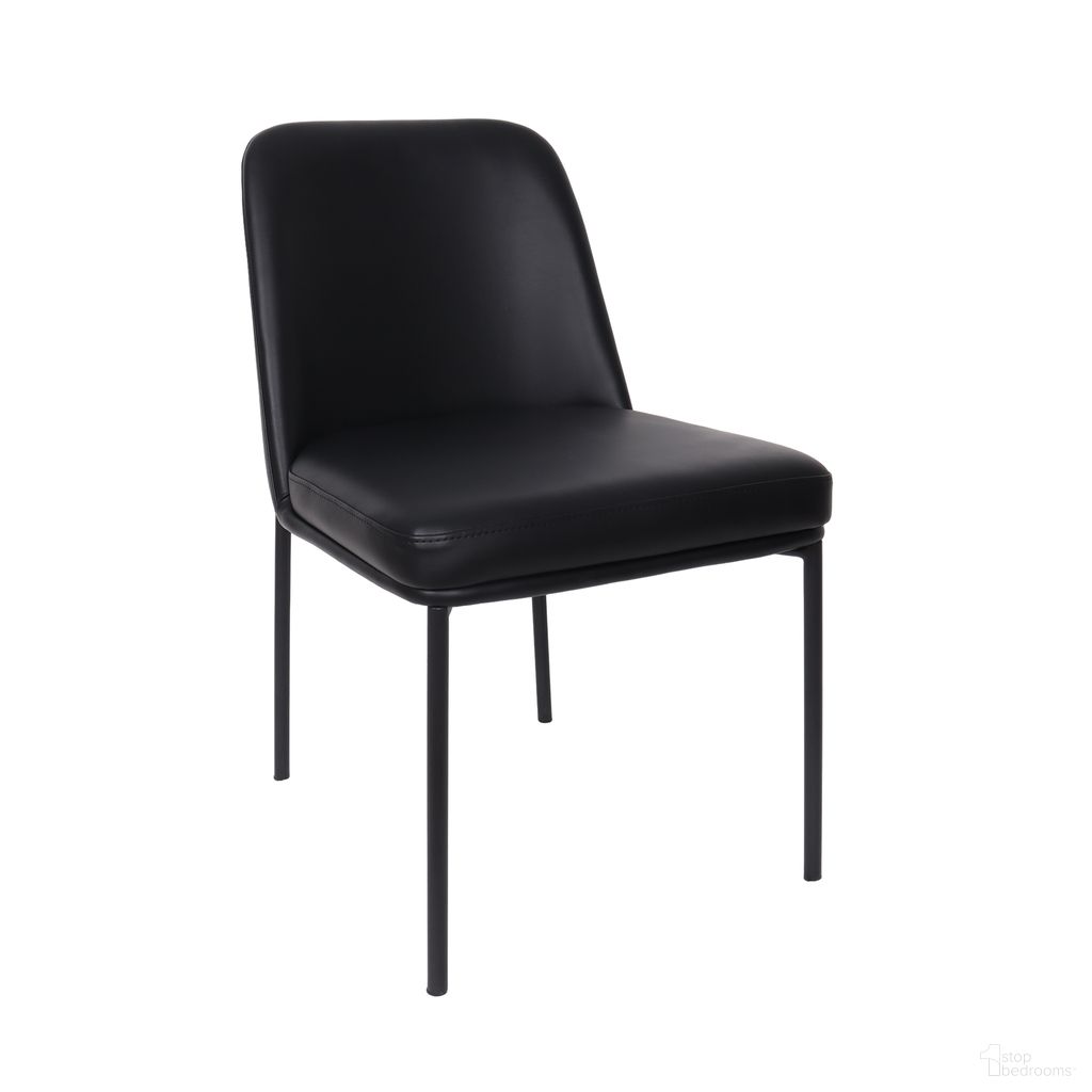 Loft Vegan Leather Metal Side Chair Set of 2 In Black