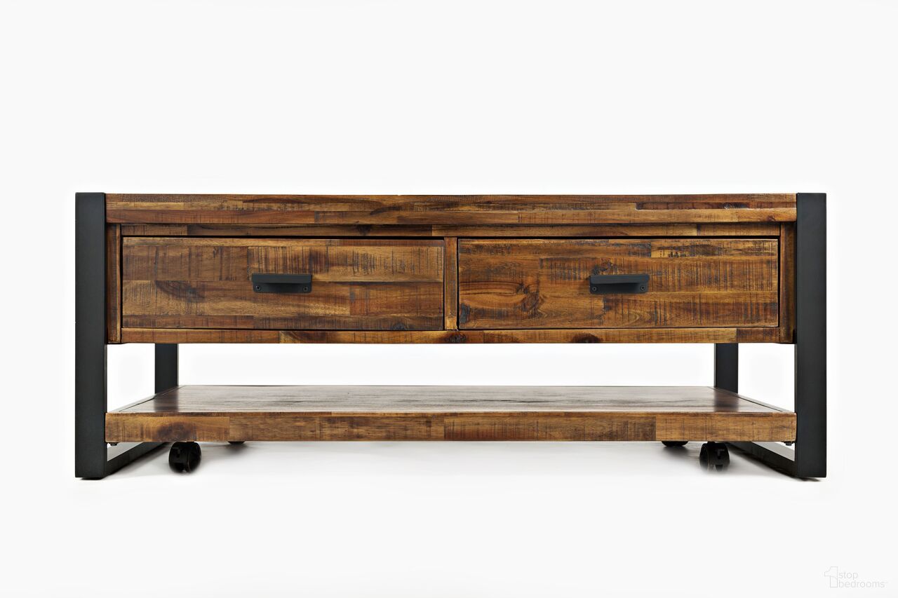 The appearance of Loftworks 48 Inch Coffee Table with Drawers In Distressed Brown designed by Jofran in the transitional interior design. This distressed brown piece of furniture  was selected by 1StopBedrooms from Loftworks Collection to add a touch of cosiness and style into your home. Sku: 1690-5. Material: Acacia.