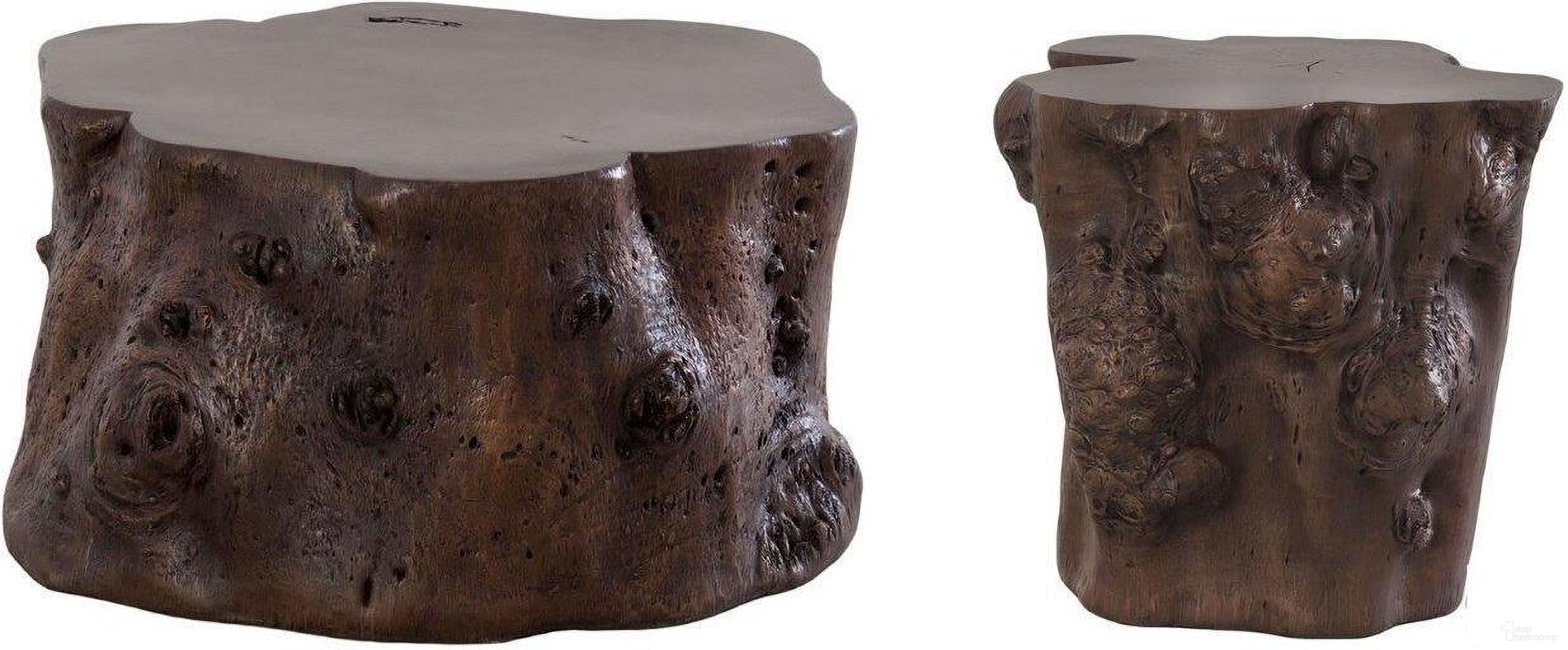 The appearance of Log Bronze Occasional Table Set designed by Phillips Collection in the modern / contemporary interior design. This brown piece of furniture was selected by 1StopBedrooms from Log Collection to add a touch of cosiness and style into your home. Sku: PH56726;PH56725. Material: Resin.