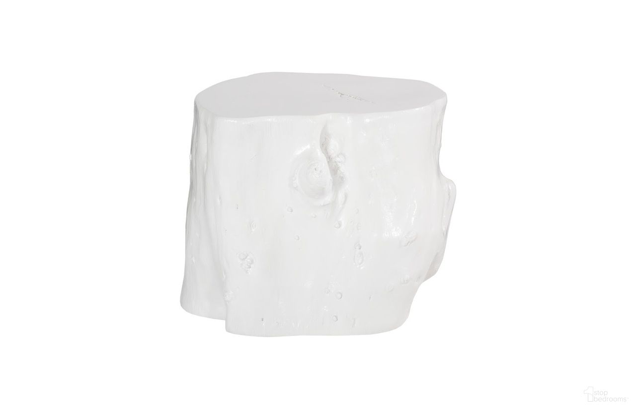 Log Large Stool with Gel Coat In White