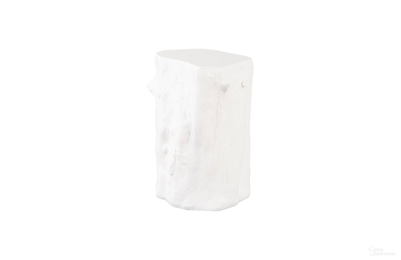 Log Small Stool with Gel Coat In White