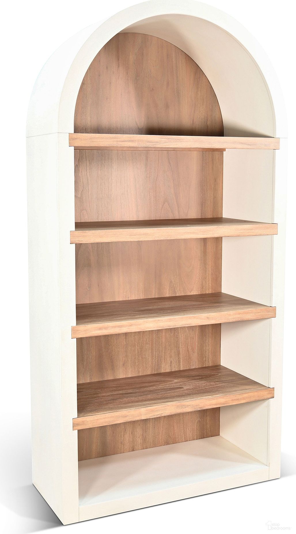 The appearance of Logan Arched Bookcase In White designed by Sunny Designs in the modern / contemporary interior design. This white piece of furniture was selected by 1StopBedrooms from Logan Collection to add a touch of cosiness and style into your home. Sku: 2150MO. Material: Solid Wood.
