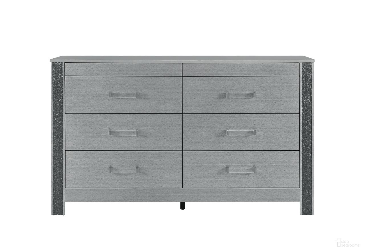 The appearance of Logan Dresser In Silver designed by Global Furniture USA in the modern / contemporary interior design. This silver piece of furniture was selected by 1StopBedrooms from Logan Collection to add a touch of cosiness and style into your home. Sku: LOGAN-SILVER-DR. Material: Chip Board.