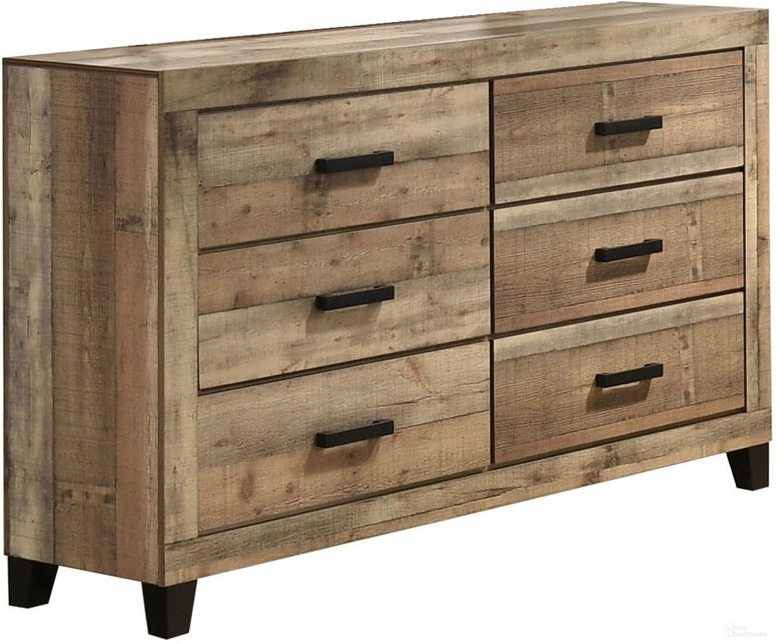 Logan MDF Solid Wood Dresser with Mirror in Weathered Brown Pine