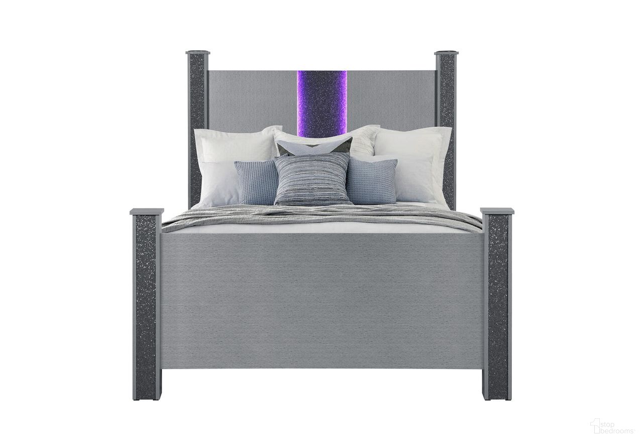 Logan Queen Bed with LED and Speakers In Silver