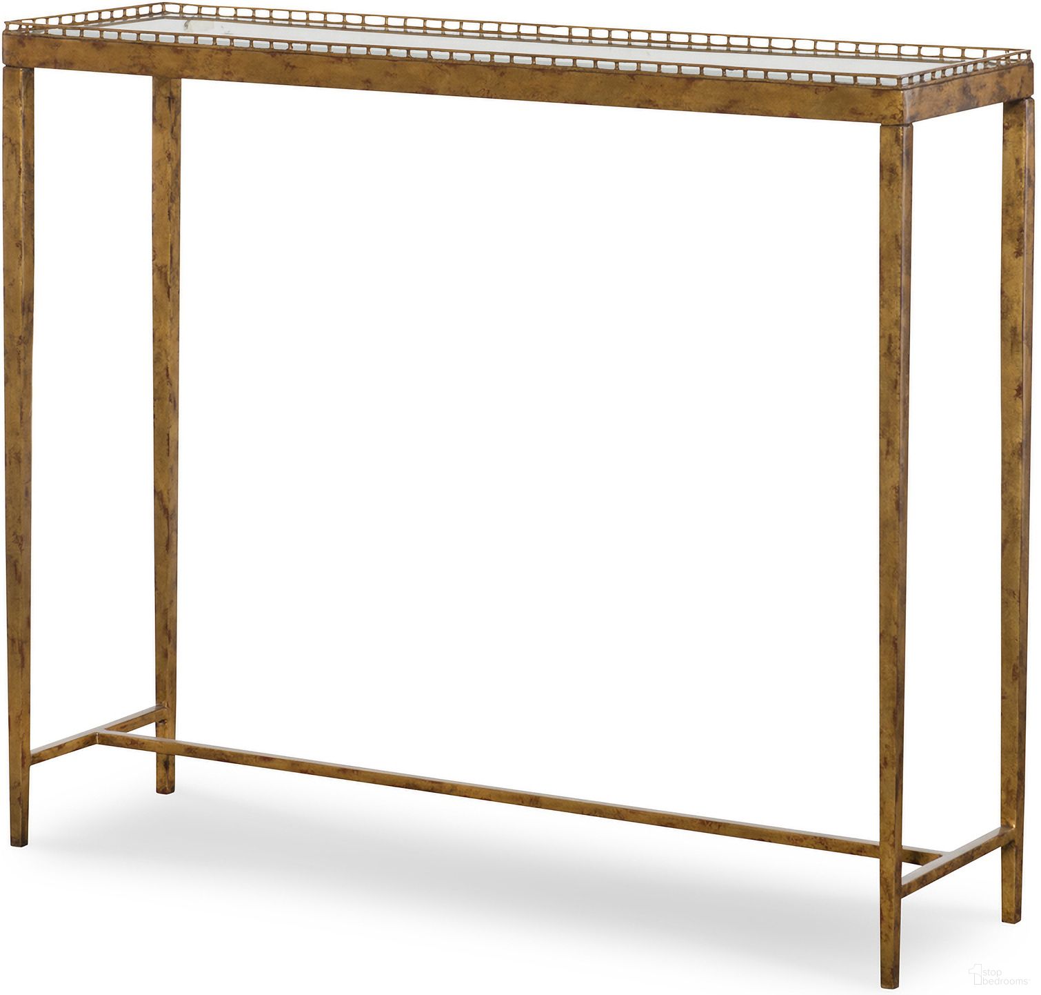The appearance of Logan Rect Console 37.5 x 10.75 In Gold designed by Century Furniture in the modern / contemporary interior design. This gold piece of furniture  was selected by 1StopBedrooms from Details Occasional Collection to add a touch of cosiness and style into your home. Sku: CSA-102-6. Material: Tempered Glass.