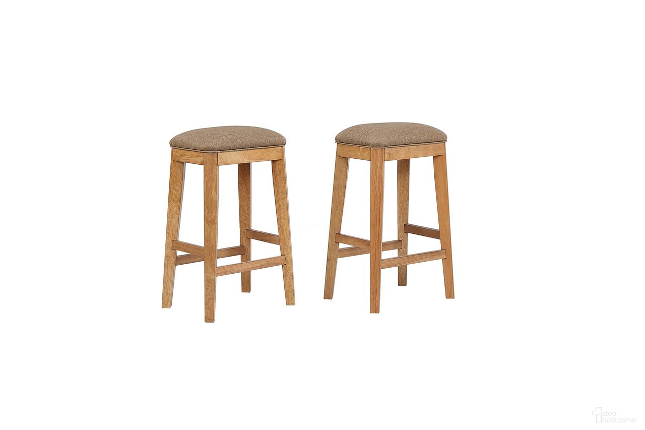 The appearance of Logan's Edge 24 Inch Saddle Stool In Natural - Set of 2 designed by ECI in the interior design. This natural piece of furniture was selected by 1StopBedrooms from Logan's Edge Collection to add a touch of cosiness and style into your home. Sku: 1457-55-SS24. Material: Hardwood.