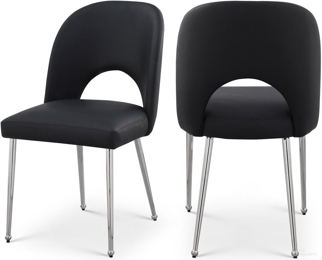The appearance of Logan Vegan Leather Dining Chair Set of 2 In Black designed by Meridian in the modern / contemporary interior design. This black piece of furniture  was selected by 1StopBedrooms from Logan Collection to add a touch of cosiness and style into your home. Sku: 999Black-C. Material: Wood. Chair Type: Side Chair.