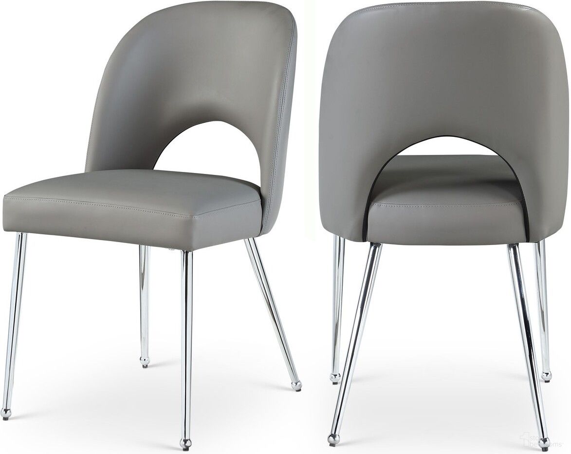 The appearance of Logan Vegan Leather Dining Chair Set of 2 In Grey designed by Meridian in the modern / contemporary interior design. This grey piece of furniture was selected by 1StopBedrooms from Logan Collection to add a touch of cosiness and style into your home. Sku: 999Grey-C. Material: Wood. Chair Type: Side Chair.