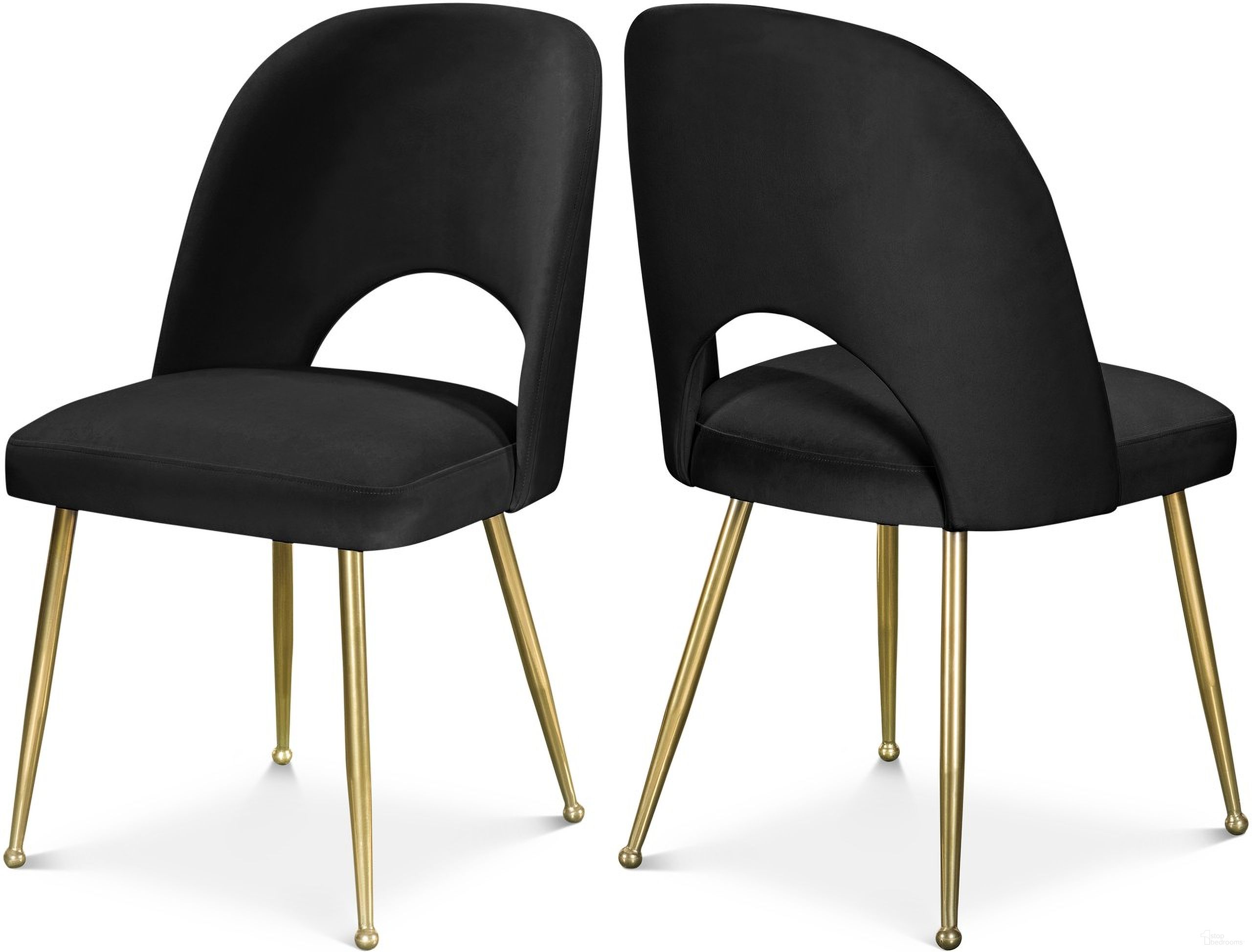 The appearance of Logan Velvet Dining Chair Set of 2 In Black designed by Meridian in the modern / contemporary interior design. This black piece of furniture was selected by 1StopBedrooms from Logan Collection to add a touch of cosiness and style into your home. Sku: 990Black-C. Material: Velvet. Chair Type: Side Chair.
