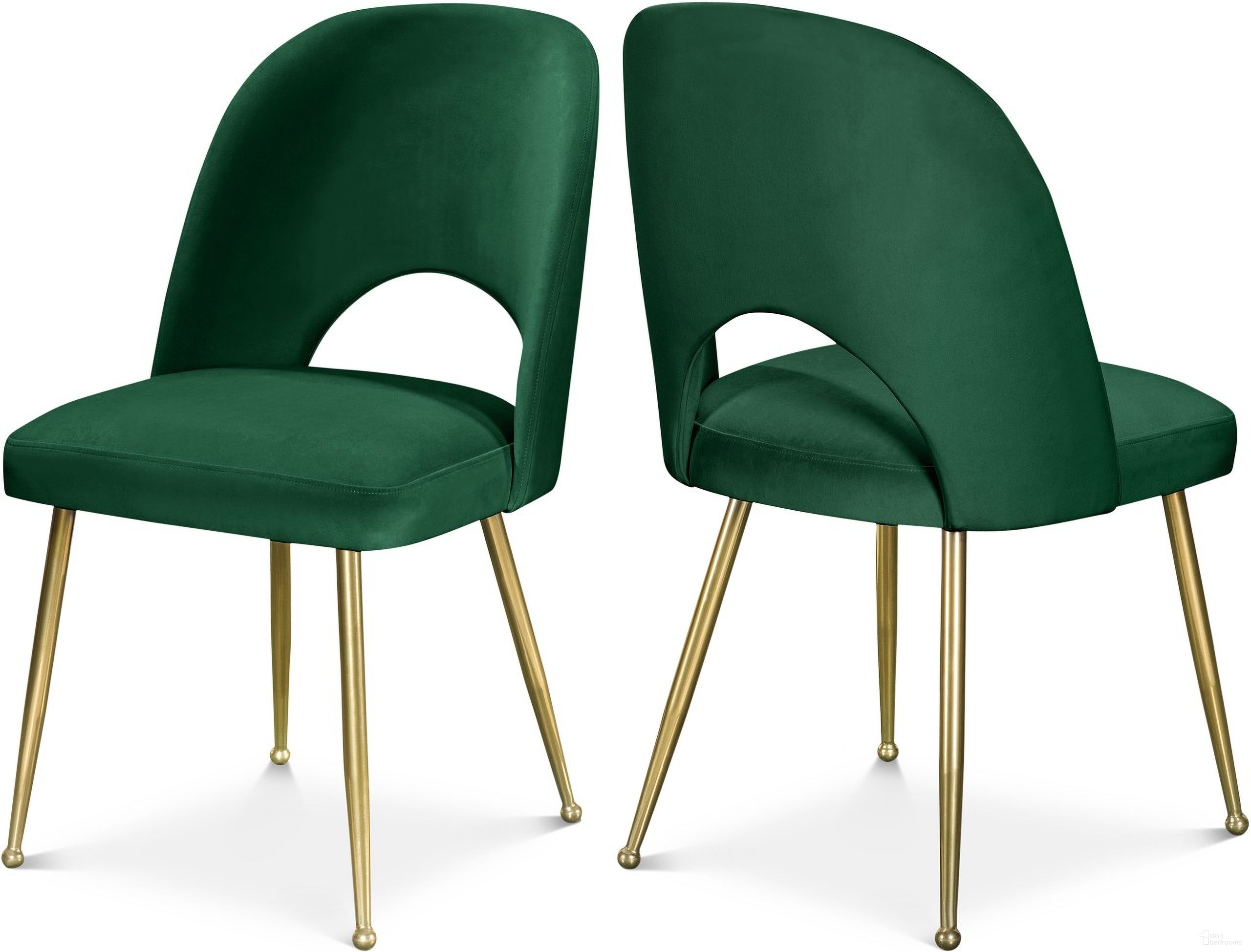 Logan Velvet Dining Chair Set of 2 In Green
