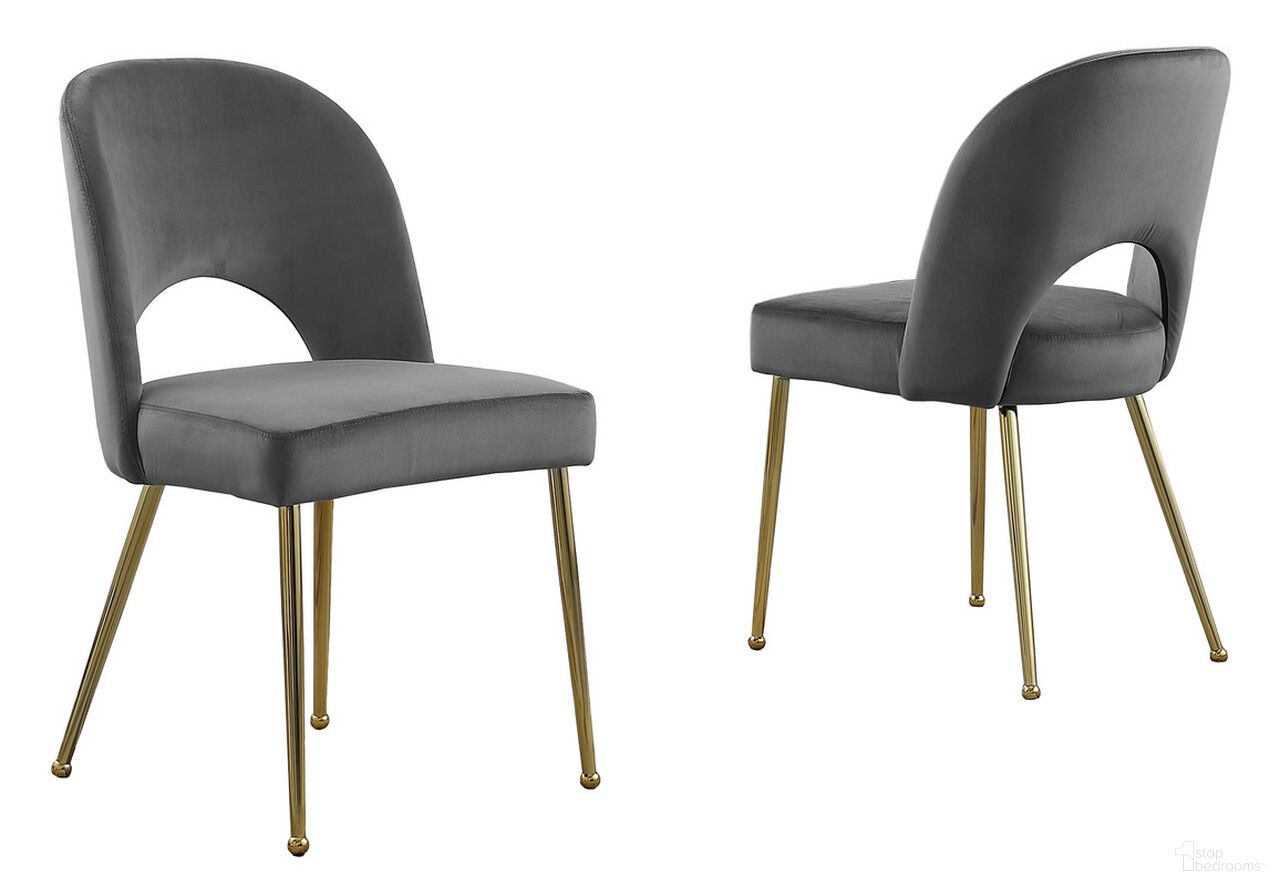 The appearance of Lois Contemporary Side Chairs Set of 2 In Dark Gray Velvet and Gold Chrome Base designed by Best Quality Furniture in the modern / contemporary interior design. This dark gray/gold piece of furniture was selected by 1StopBedrooms from Lois Collection to add a touch of cosiness and style into your home. Sku: SC226. Material: Velvet. Chair Type: Side Chair.