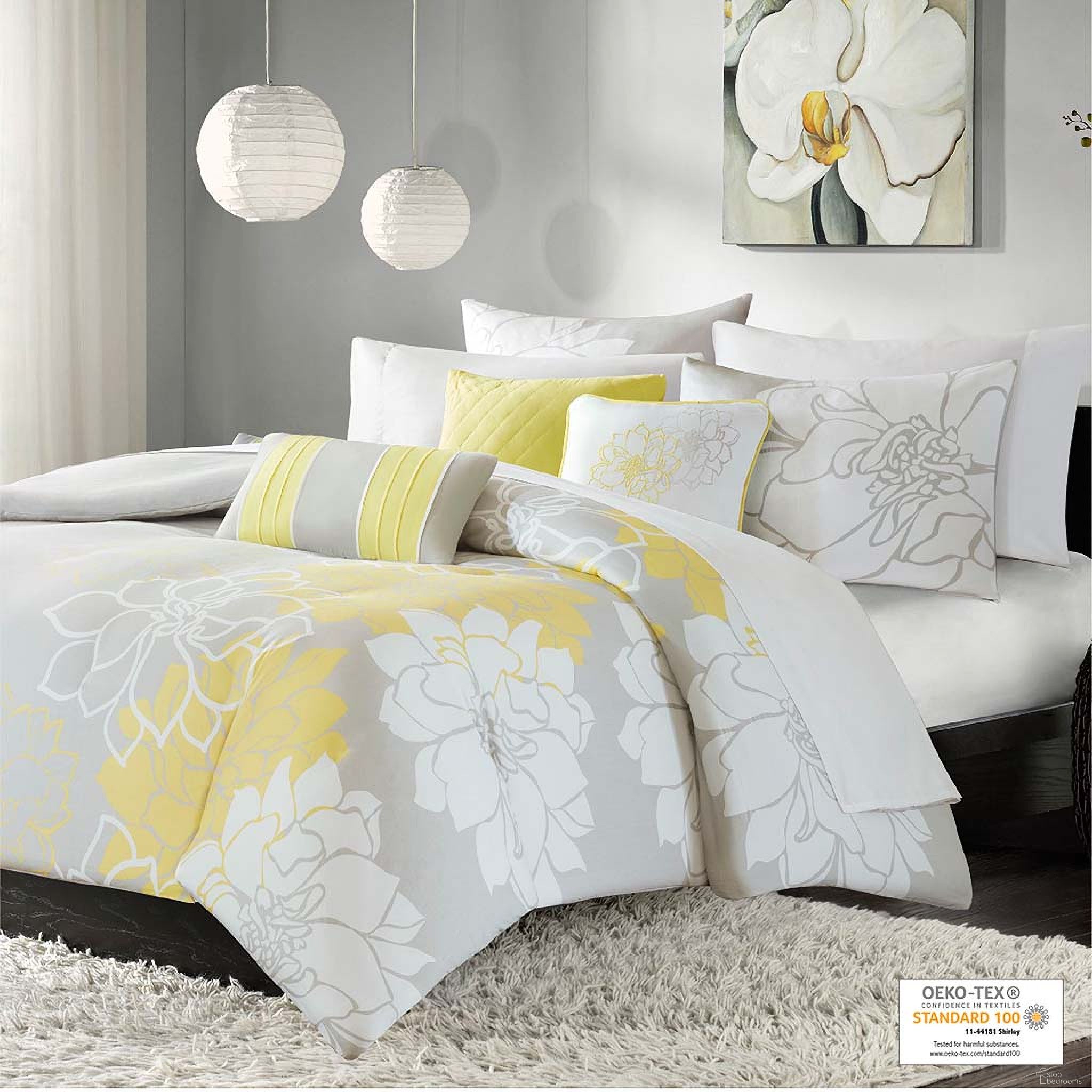 The appearance of Lola 6 Piece Queen Duvet Cover Set In Yellow designed by Olliix in the transitional interior design. This yellow piece of furniture was selected by 1StopBedrooms from Lola Collection to add a touch of cosiness and style into your home. Sku: MP12-176. Bed Size: Queen. Material: Cotton.