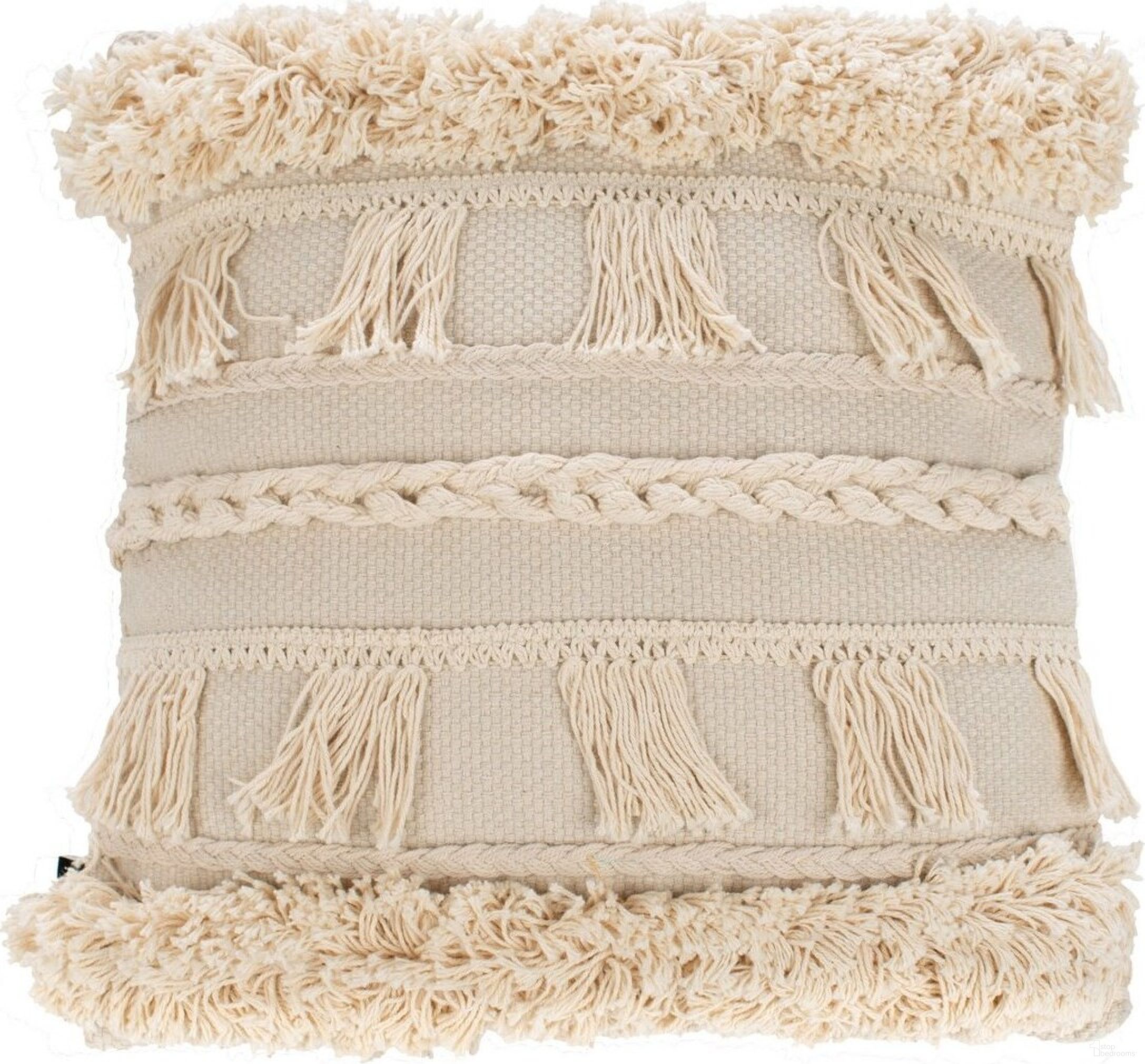 The appearance of Loli Pillow designed by Safavieh in the transitional interior design. This beige piece of furniture  was selected by 1StopBedrooms from Safavieh PLS Collection to add a touch of cosiness and style into your home. Sku: PLS7129A-1616. Material: Cotton.